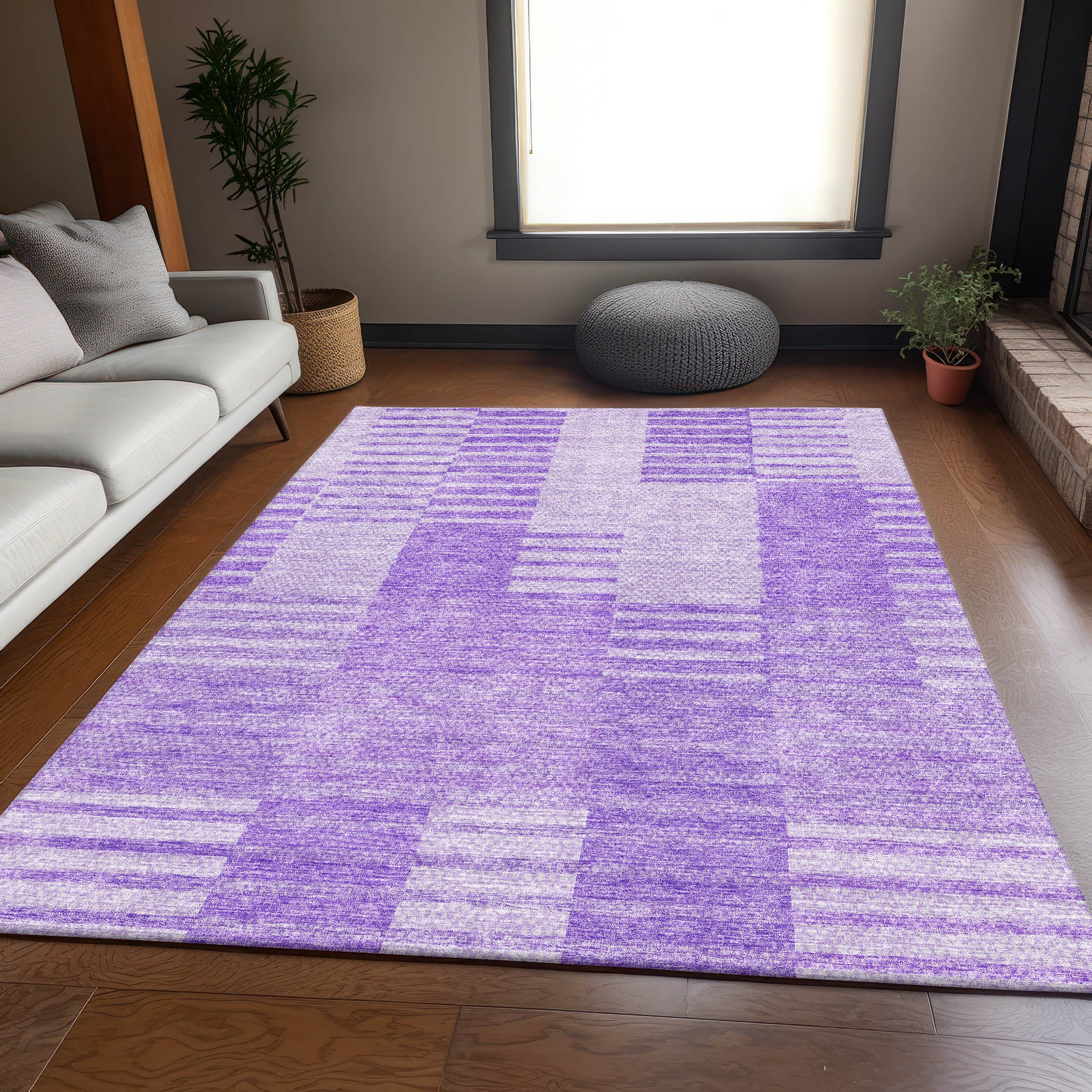 Bangkok Machine Washable Transitional Lavender Purple Rug 2'6" x 3'10" #shape_Rectangle