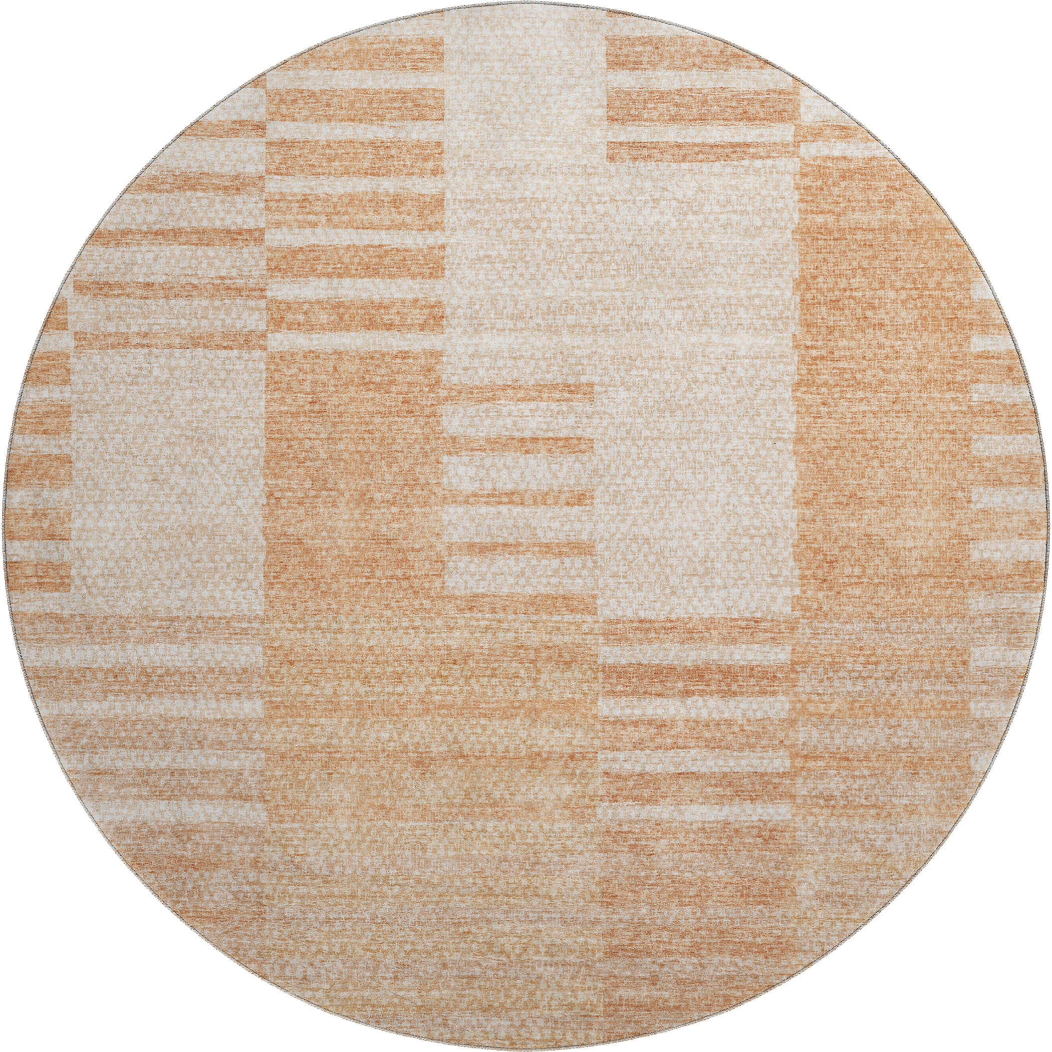 Bangkok Machine Washable Transitional Salmon Orange Rug 8' x 8' #shape_Round