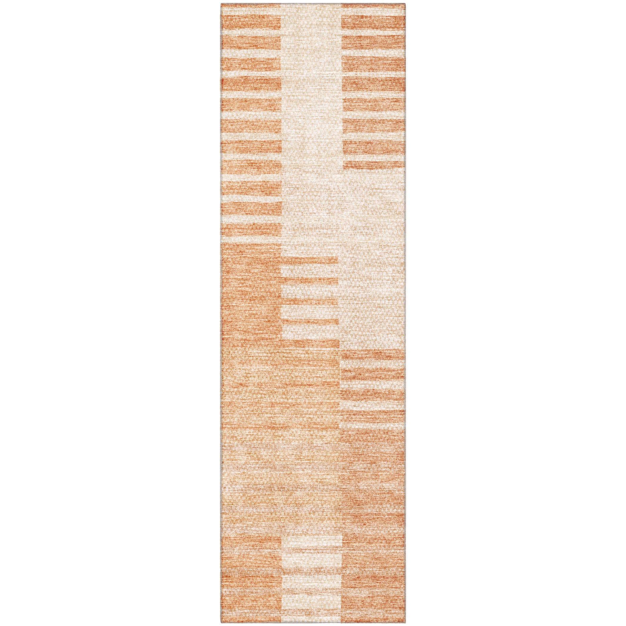 Bangkok Machine Washable Transitional Salmon Orange Rug 2'3" x 7'6" #shape_Runner