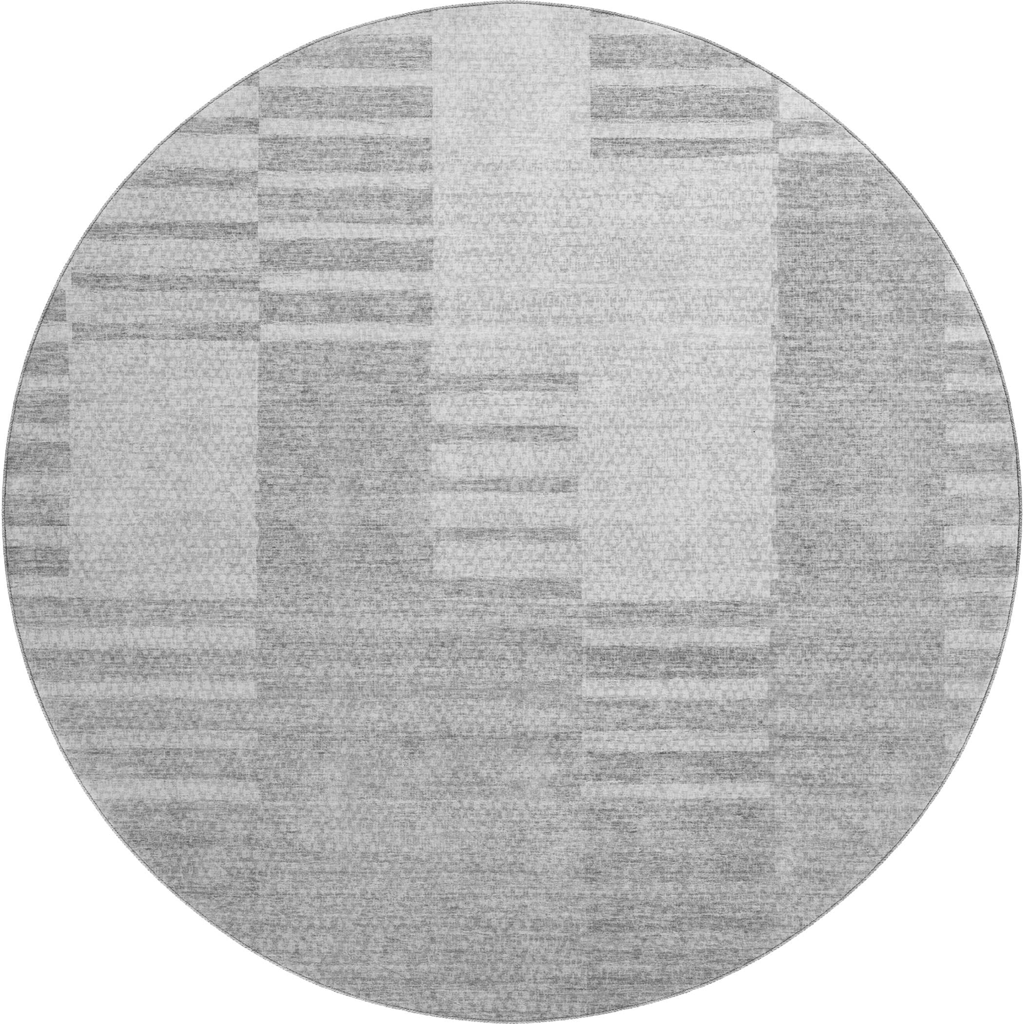 Bangkok Machine Washable Transitional Silver Gray Rug 8' x 8' #shape_Round