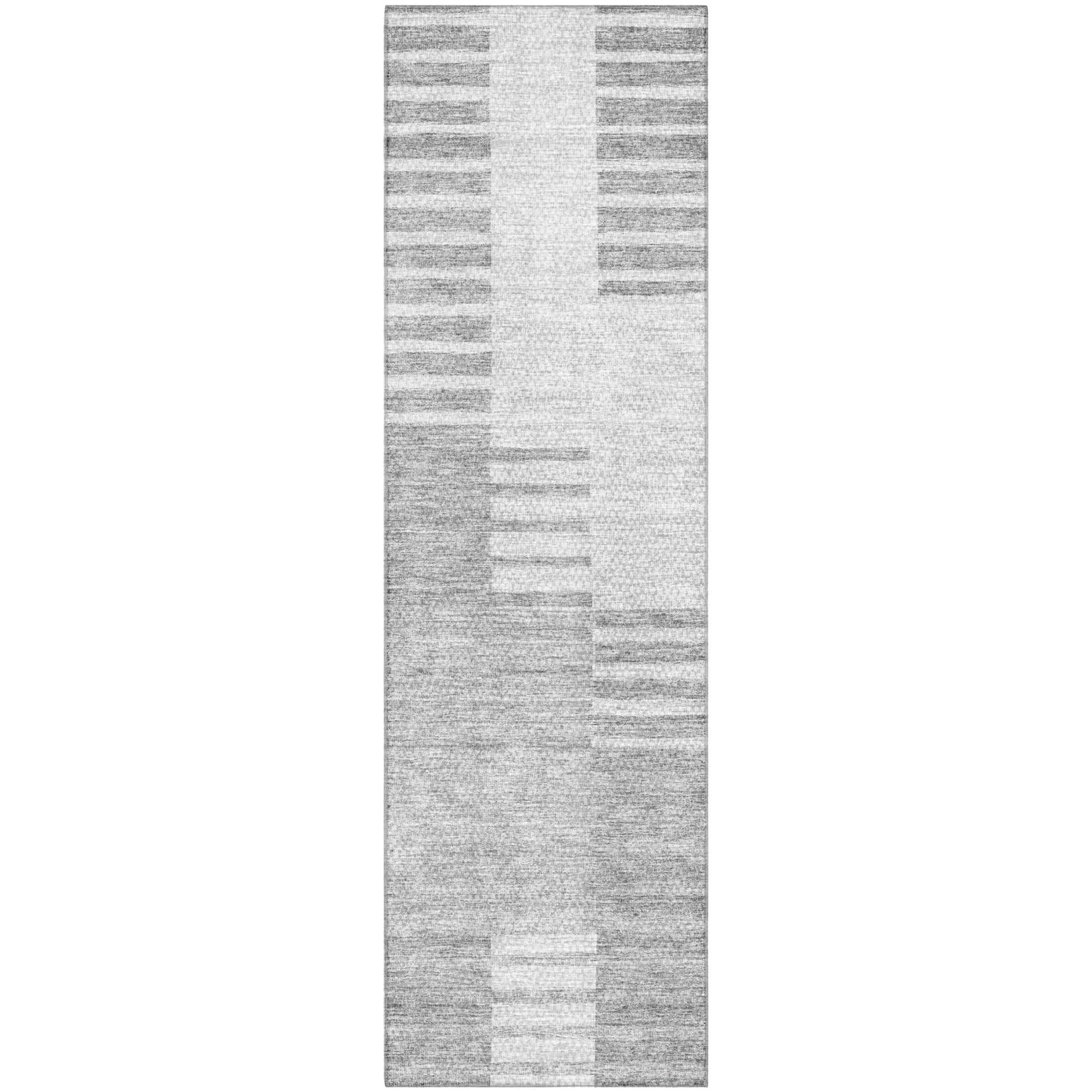 Bangkok Machine Washable Transitional Silver Gray Rug 2'3" x 7'6" #shape_Runner