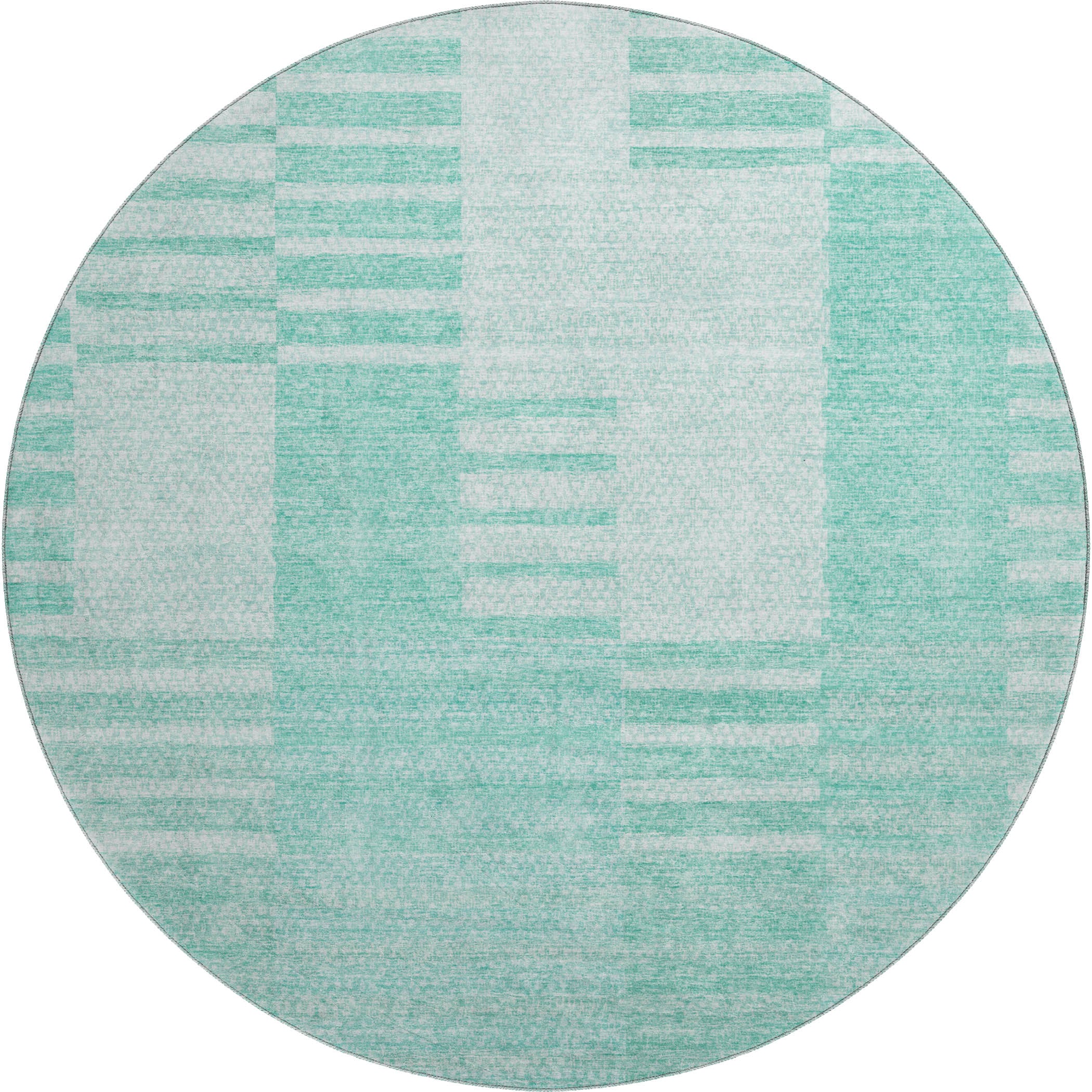 Bangkok Machine Washable Transitional Teal Rug 8' x 8' #shape_Round