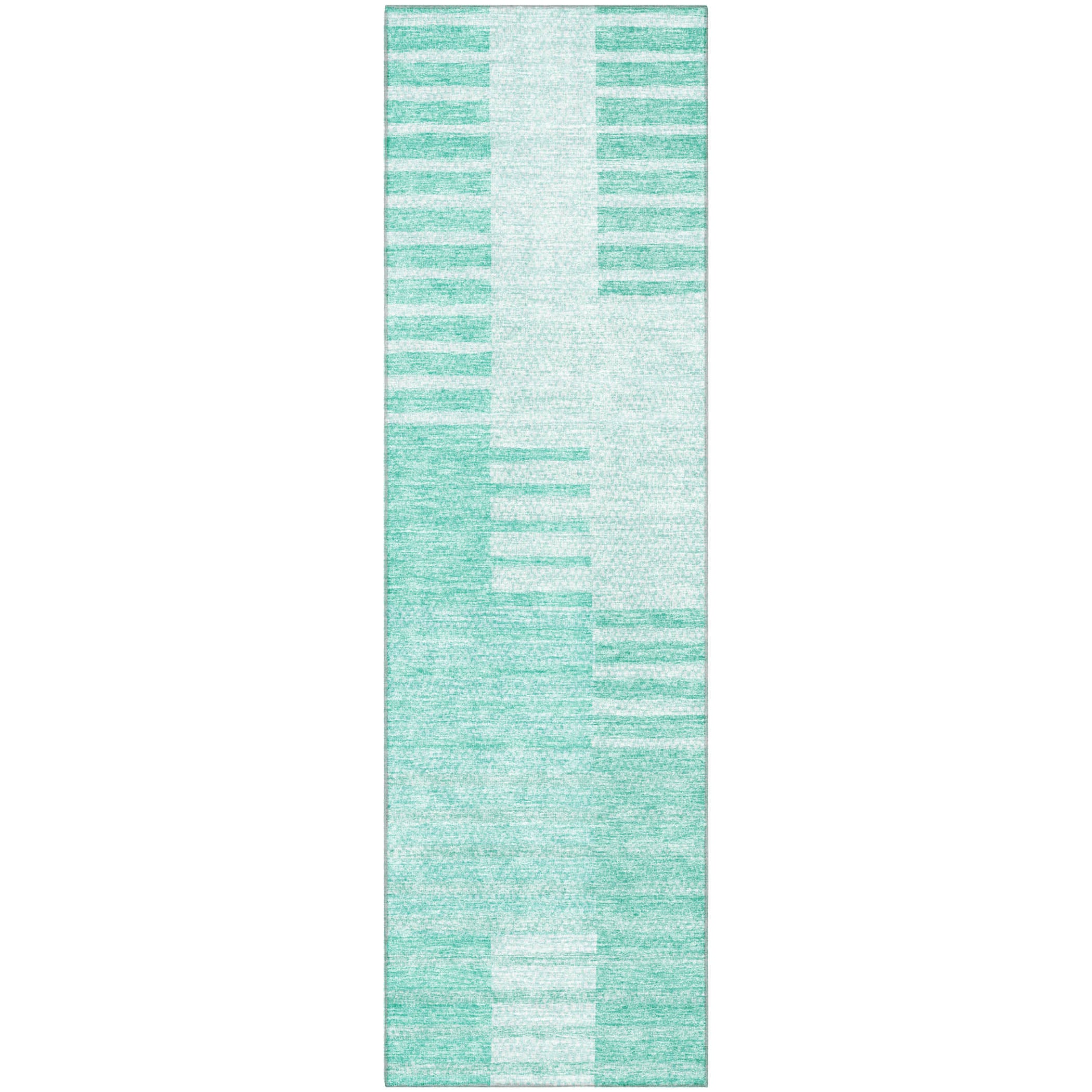 Bangkok Machine Washable Transitional Teal Rug 2'3" x 7'6" #shape_Runner