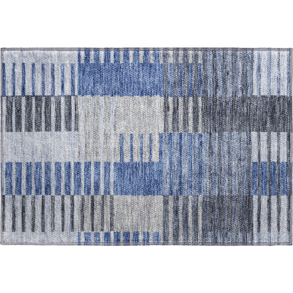 Zanzibar Machine Washable Transitional Blue Rug 1'8" x 2'6"
