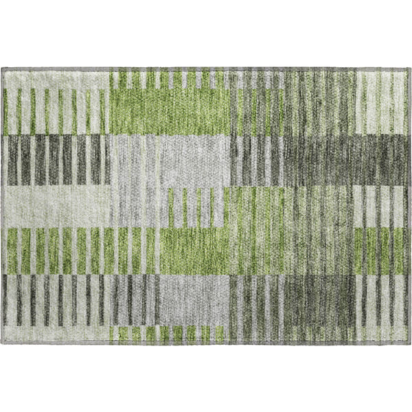 Zanzibar Machine Washable Transitional Green Rug 1'8" x 2'6"