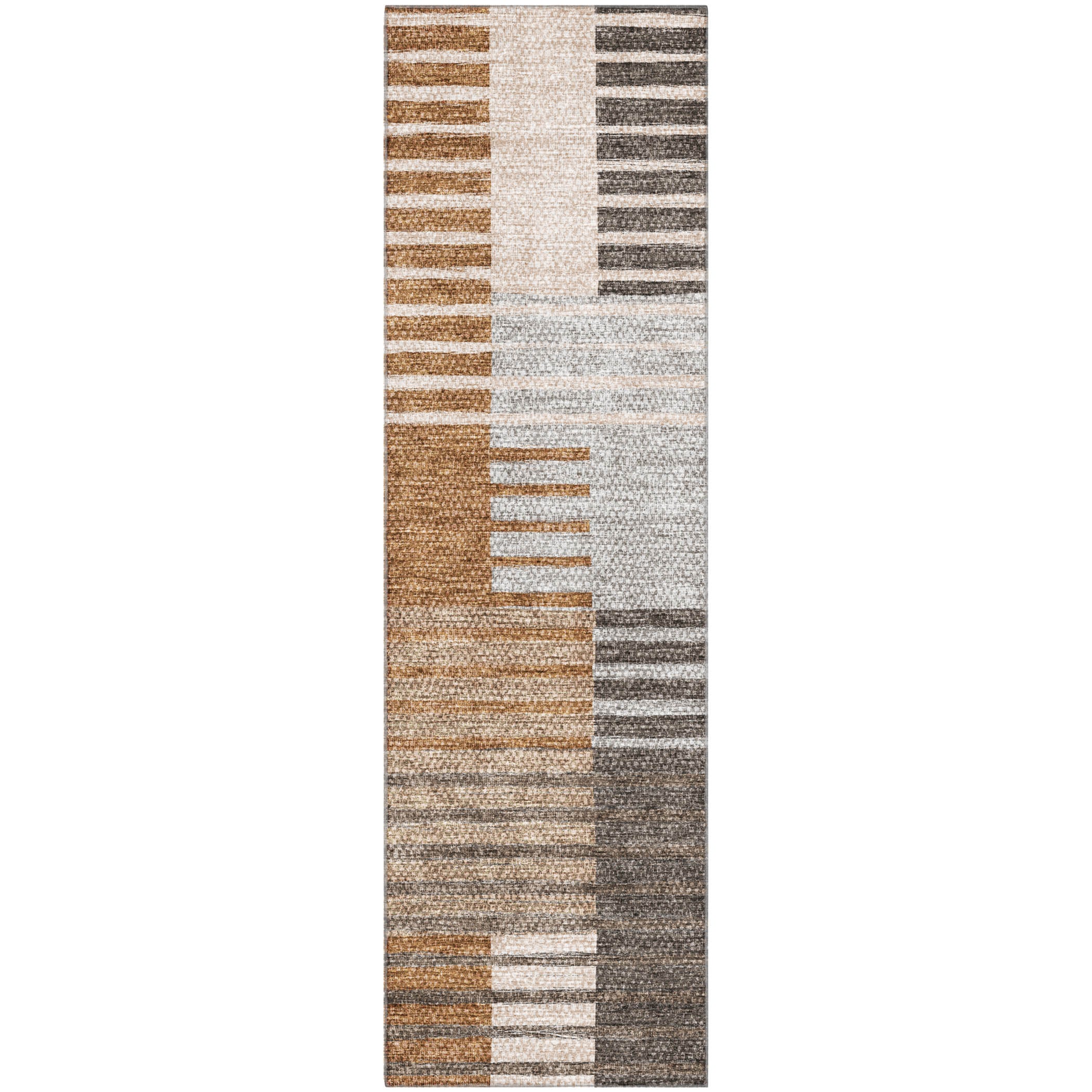 Zanzibar Machine Washable Transitional Paprika Orange Rug 2'3" x 7'6" #shape_Runner