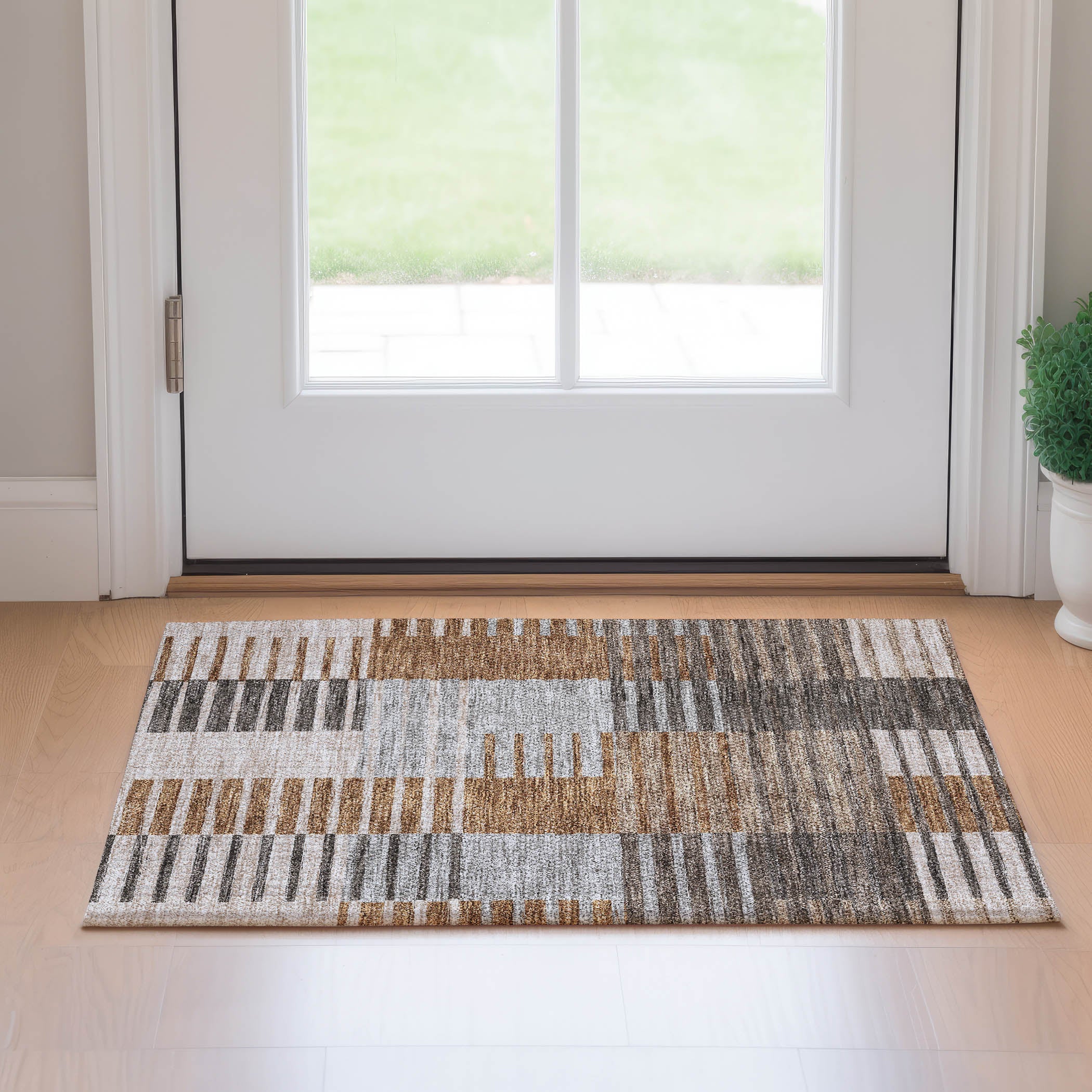 Zanzibar Machine Washable Transitional Paprika Orange Rug 1'8" x 2'6" #shape_Rectangle