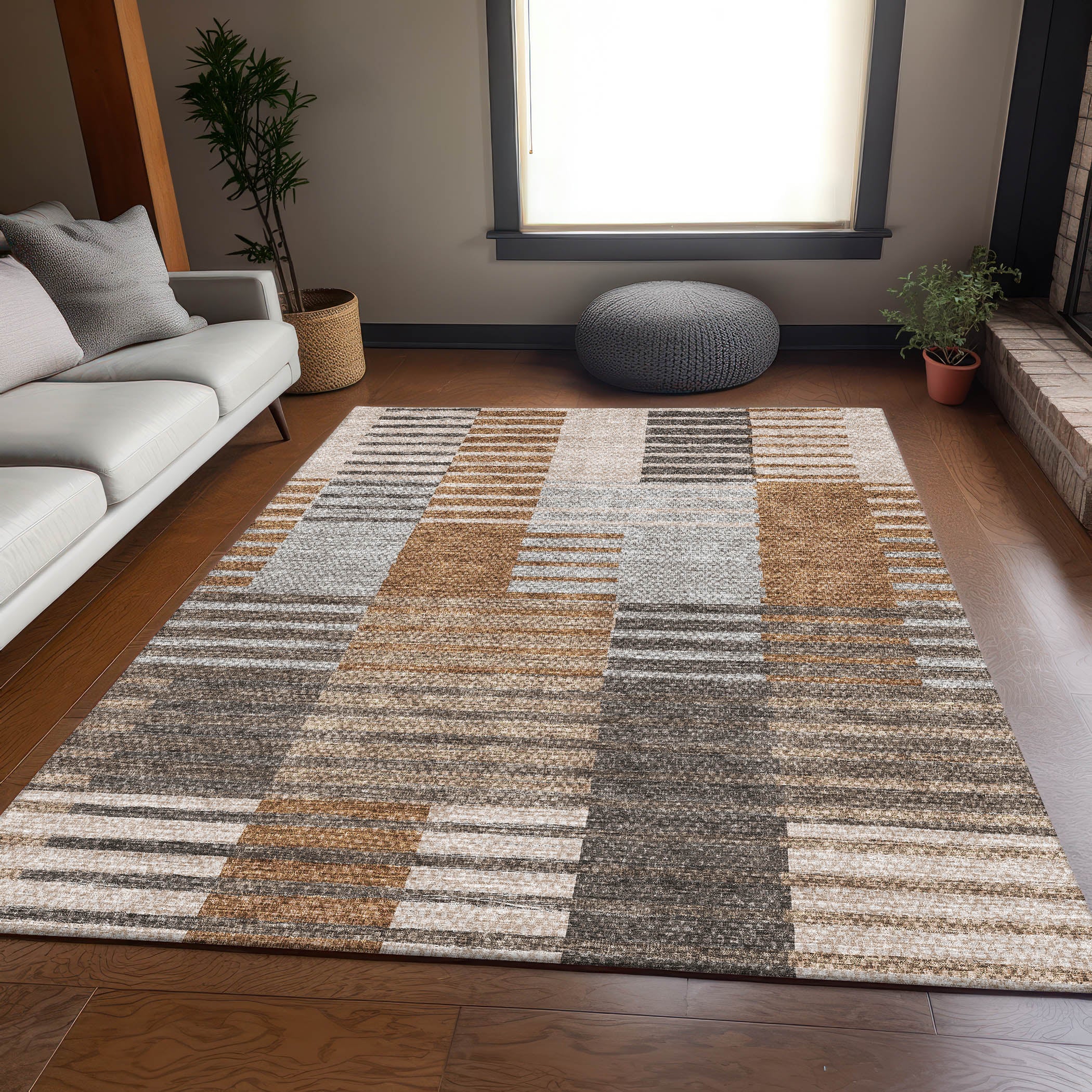 Zanzibar Machine Washable Transitional Paprika Orange Rug 2'6" x 3'10" #shape_Rectangle