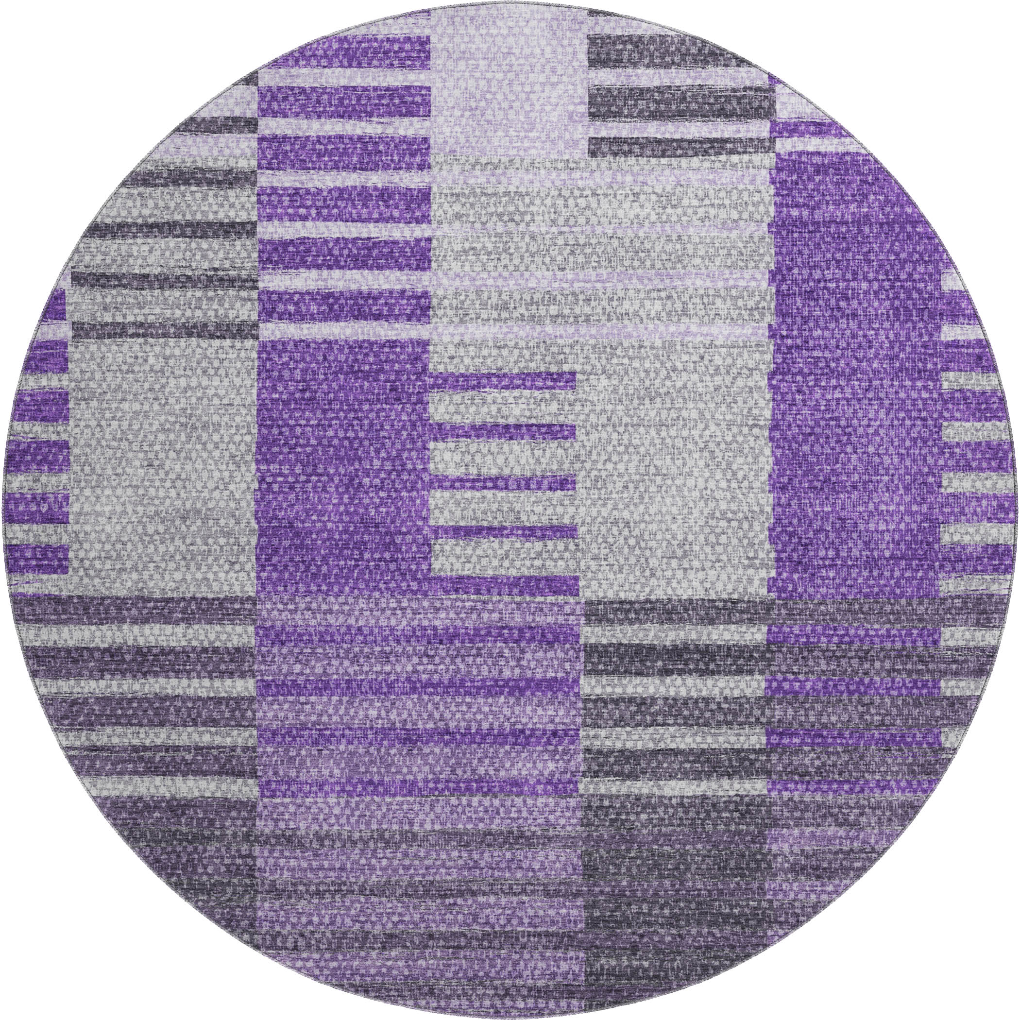 Zanzibar Machine Washable Transitional Purple Rug 8' x 8' #shape_Round