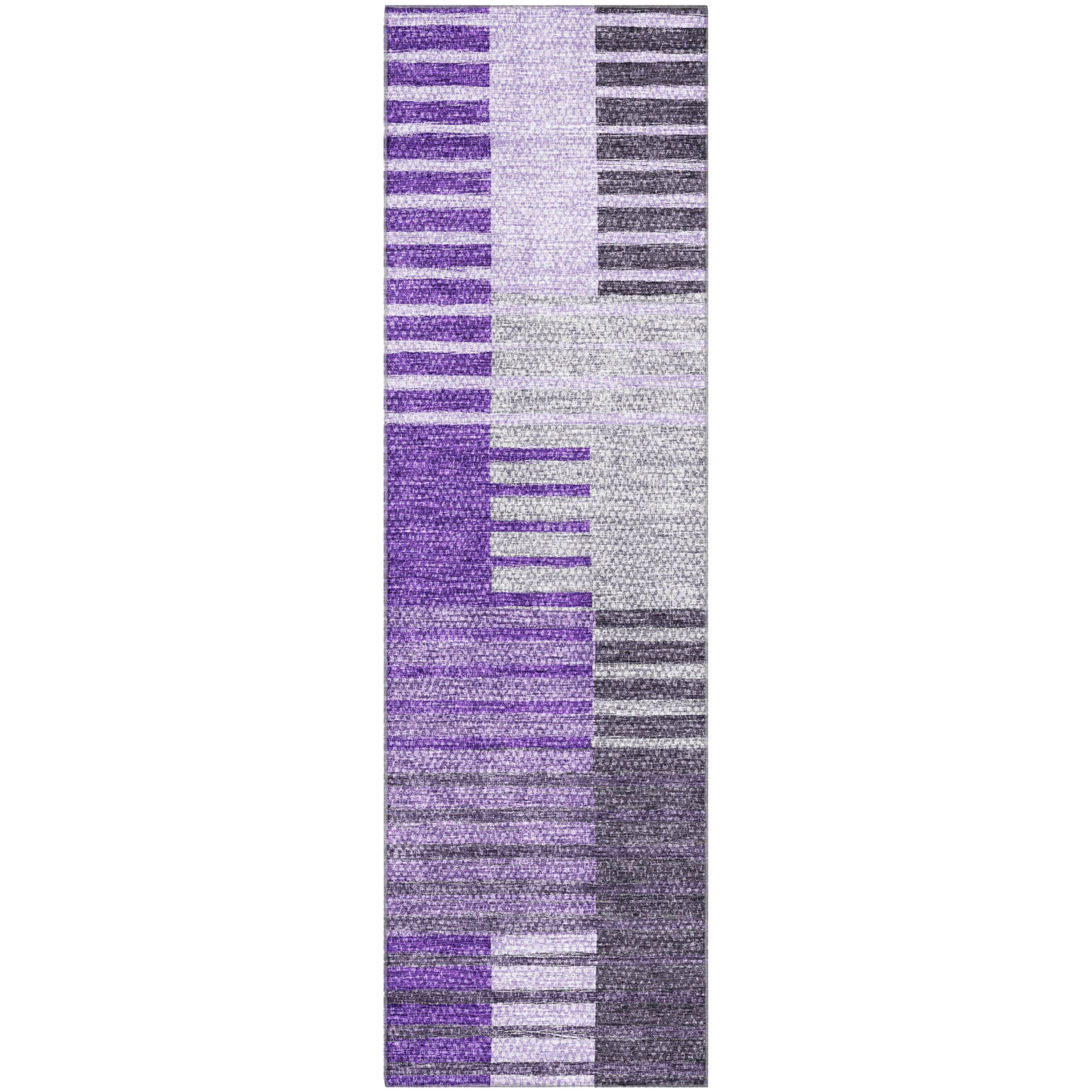 Zanzibar Machine Washable Transitional Purple Rug 2'3" x 7'6" #shape_Runner