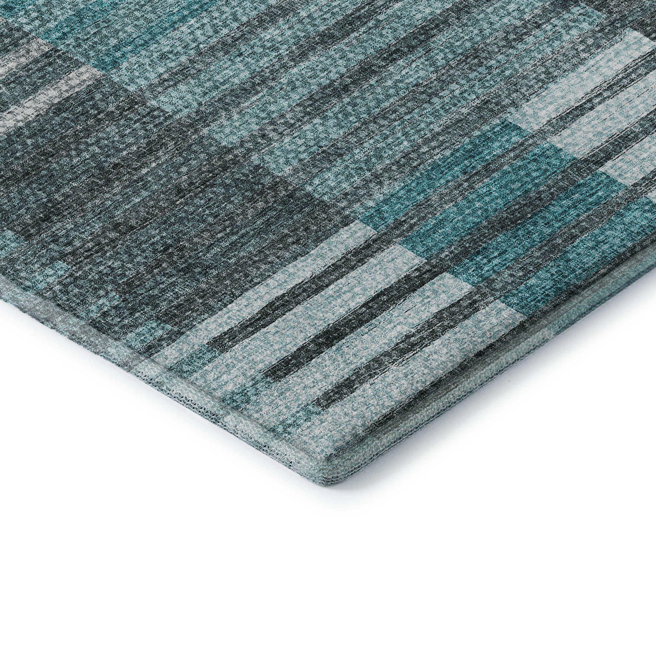 Zanzibar Machine Washable Transitional Teal Rug 1'8" x 2'6" #shape_Rectangle