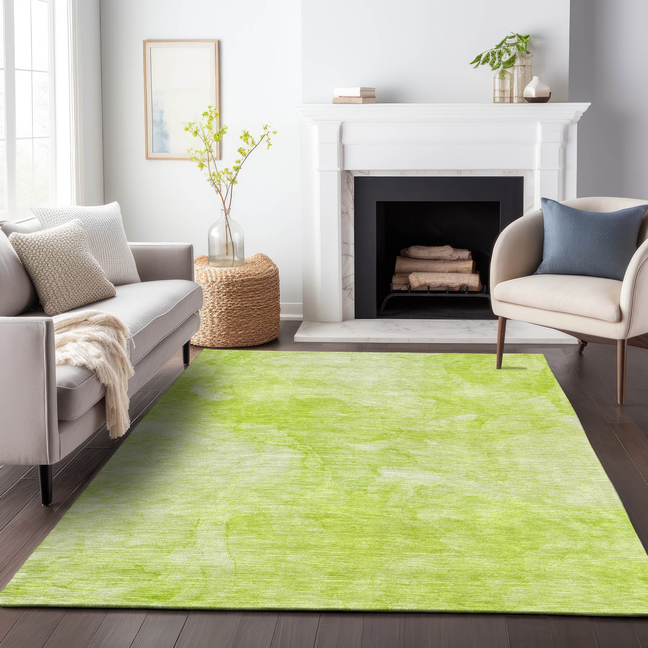 Vienna Machine Washable Transitional Aloe Green Rug 2'6" x 3'10" #shape_Rectangle