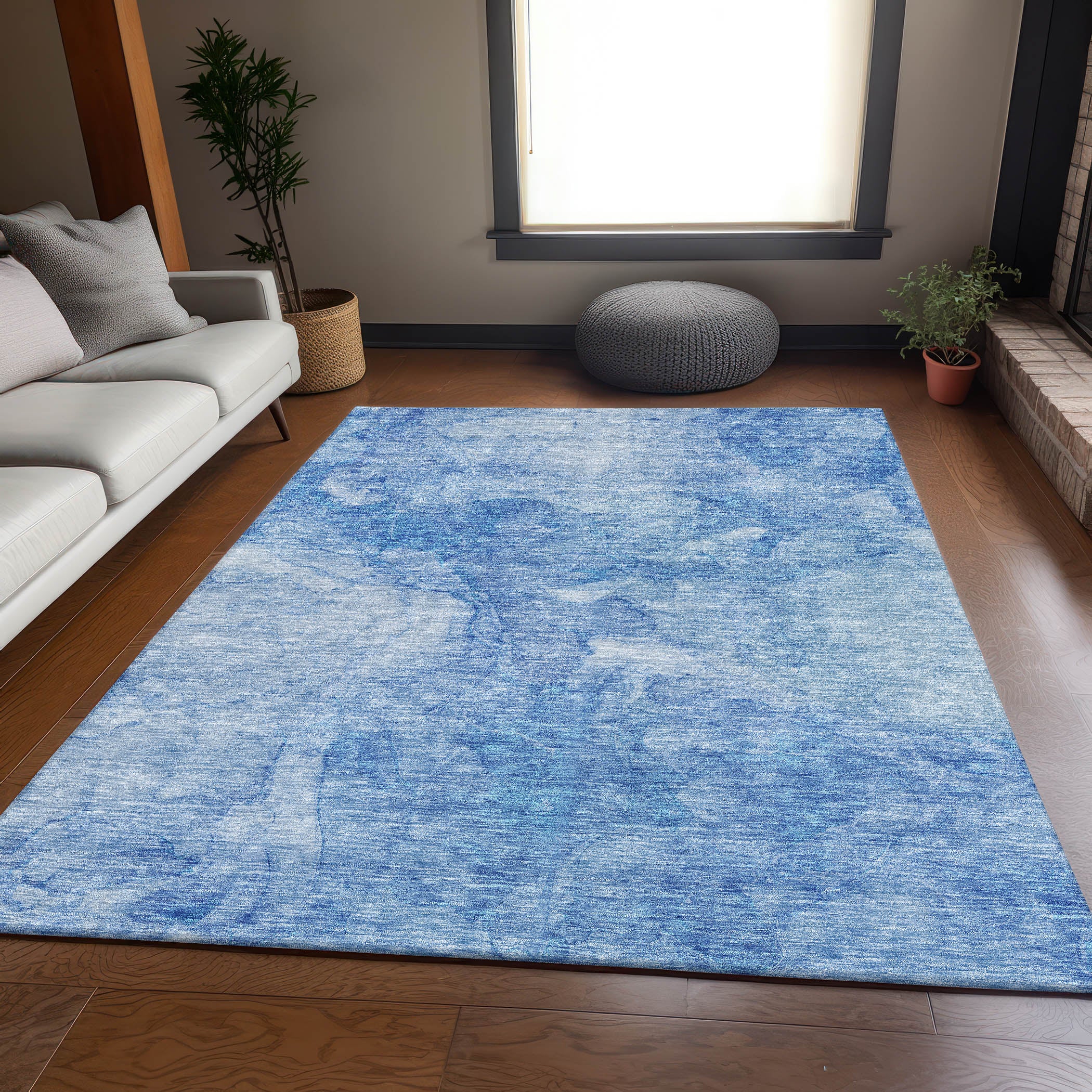 Vienna Machine Washable Transitional Blue Rug 2'6" x 3'10" #shape_Rectangle