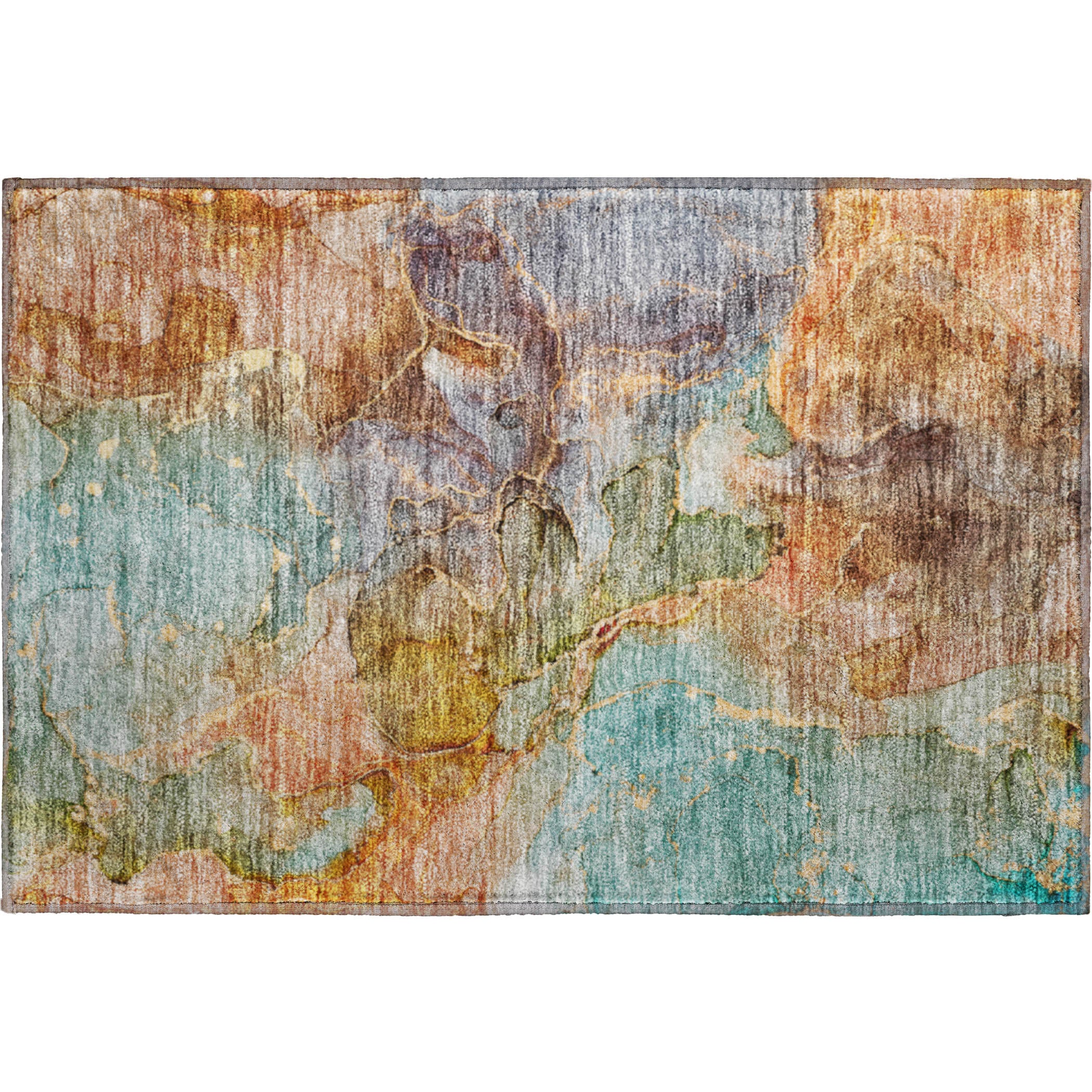 Athens Machine Washable Transitional Coral Orange Rug 1'8" x 2'6" #shape_Rectangle