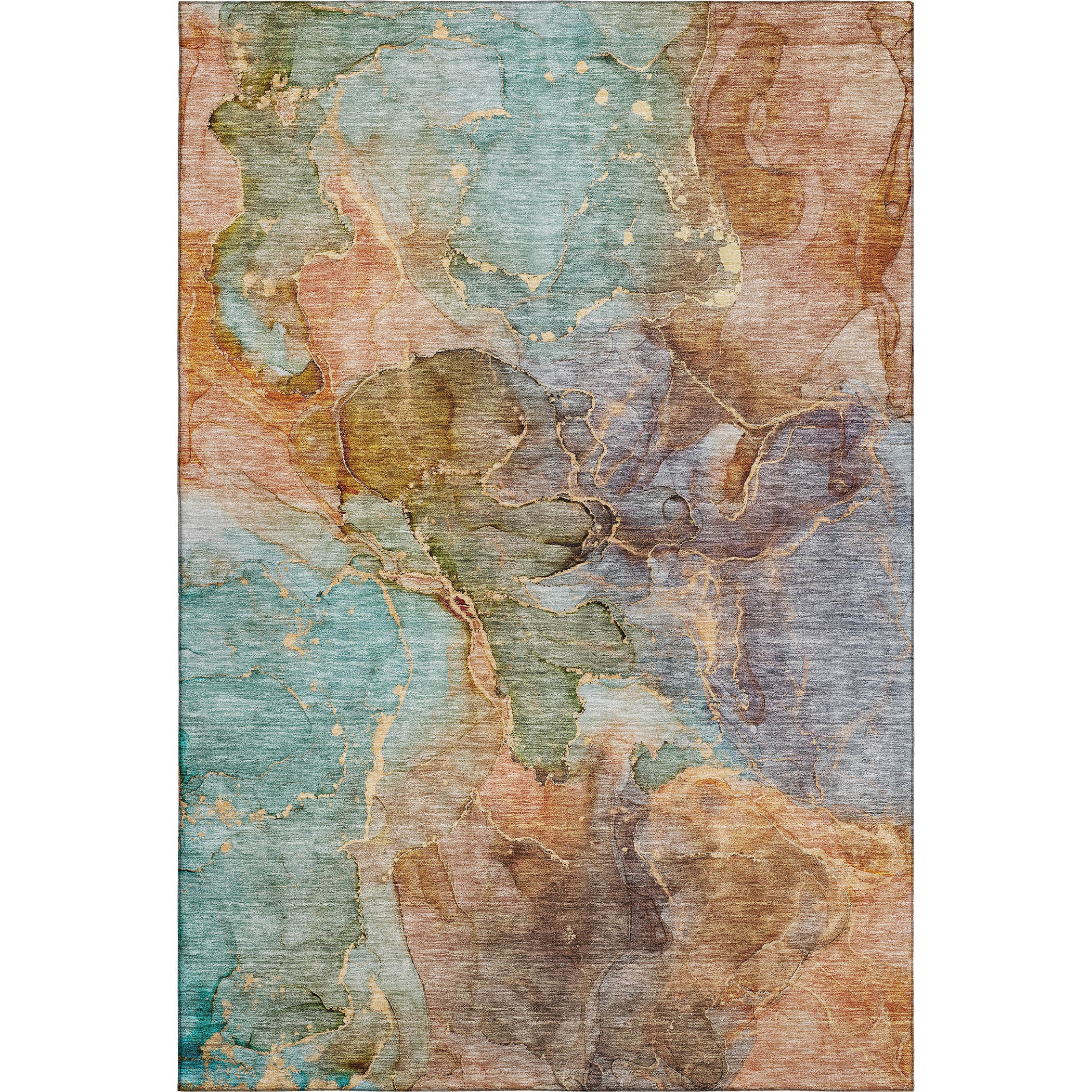 Athens Machine Washable Transitional Coral Orange Rug 2'6" x 3'10" #shape_Rectangle