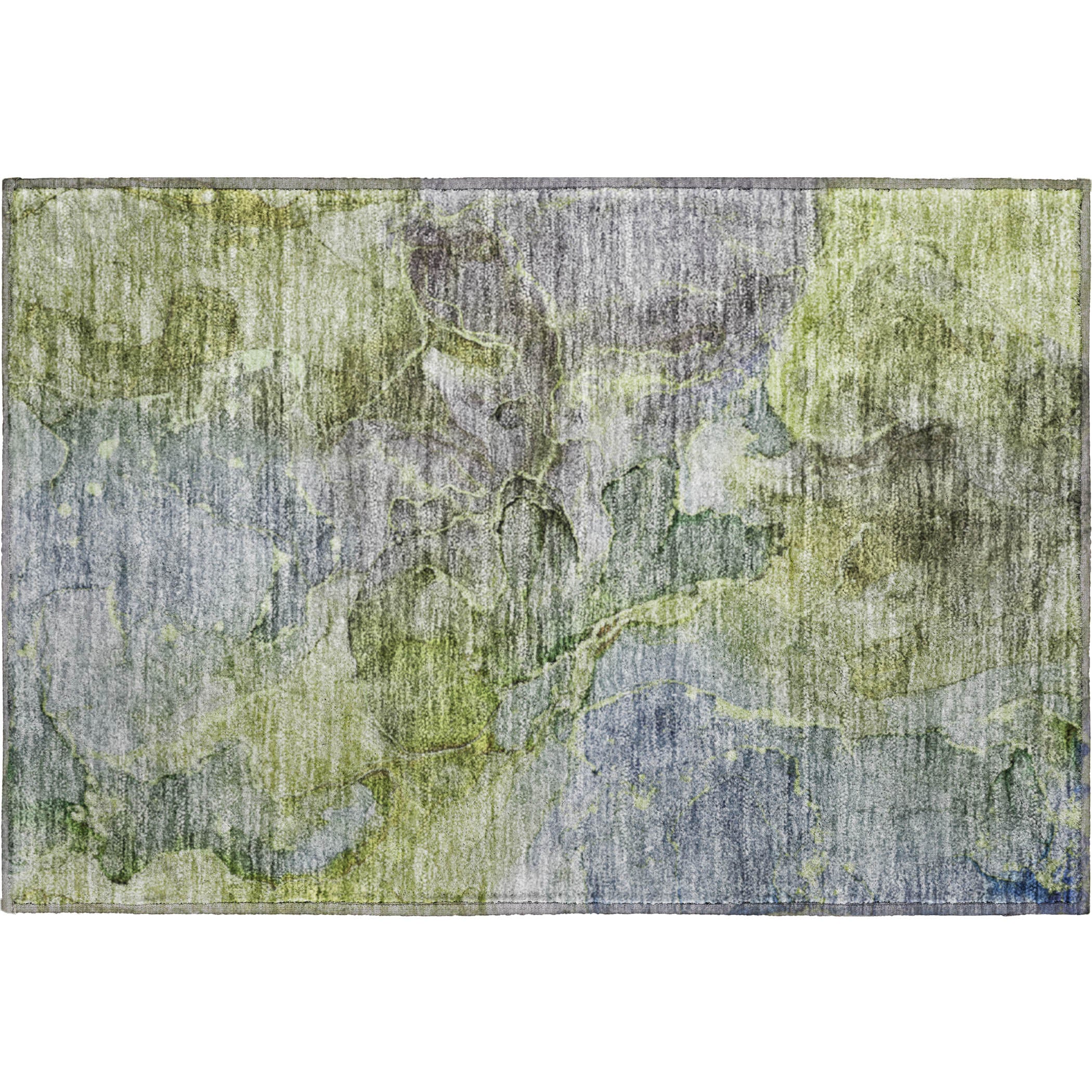 Athens Machine Washable Transitional Olive Green Rug 1'8" x 2'6" #shape_Rectangle