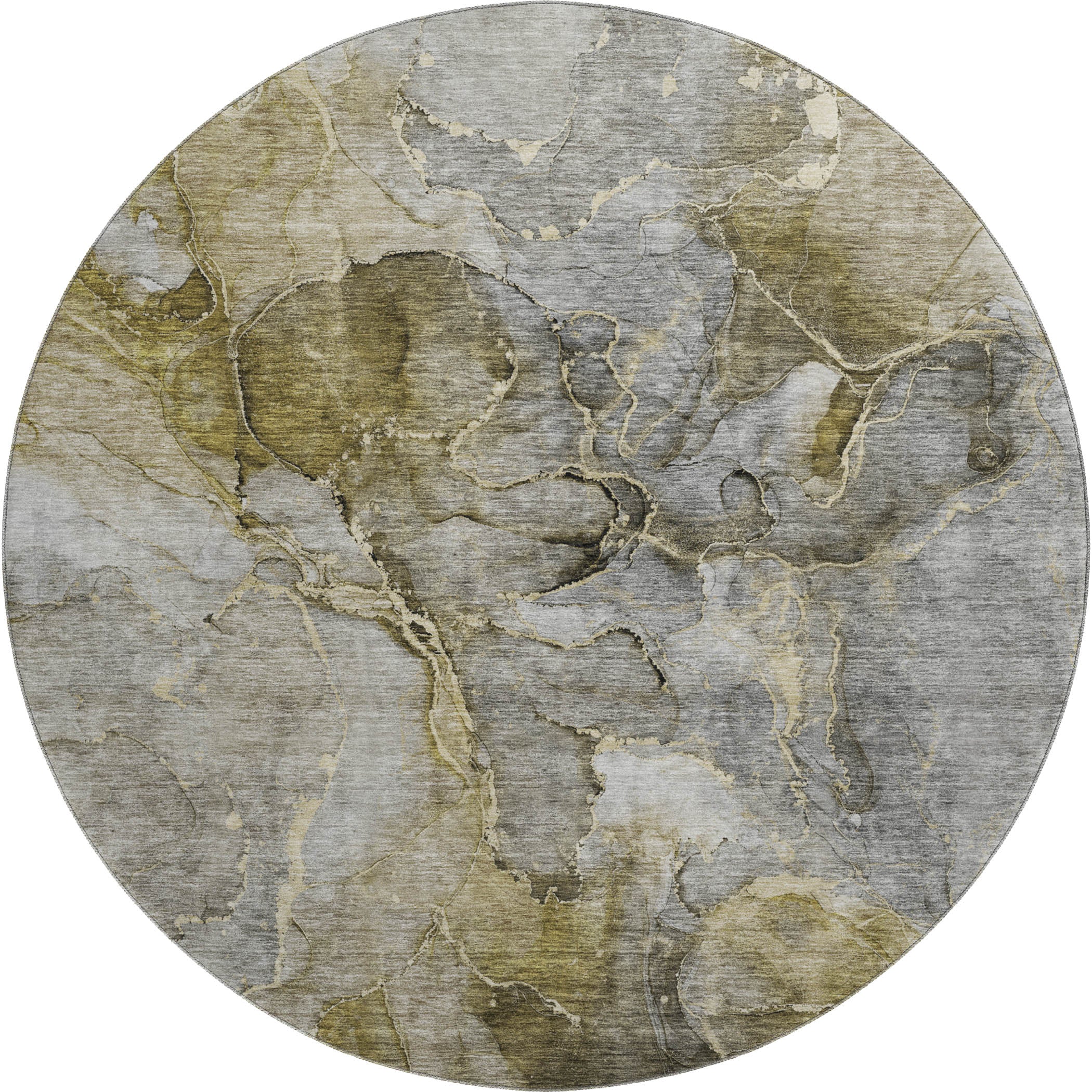 Athens Machine Washable Transitional Taupe Brown Rug 8' x 8' #shape_Round