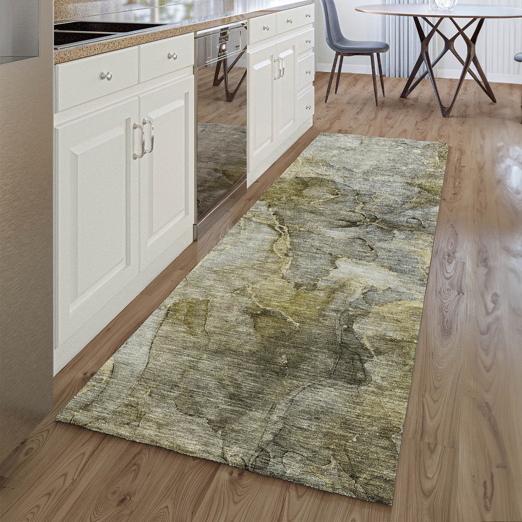 Athens Machine Washable Transitional Taupe Brown Rug 2'3" x 7'6" #shape_Runner