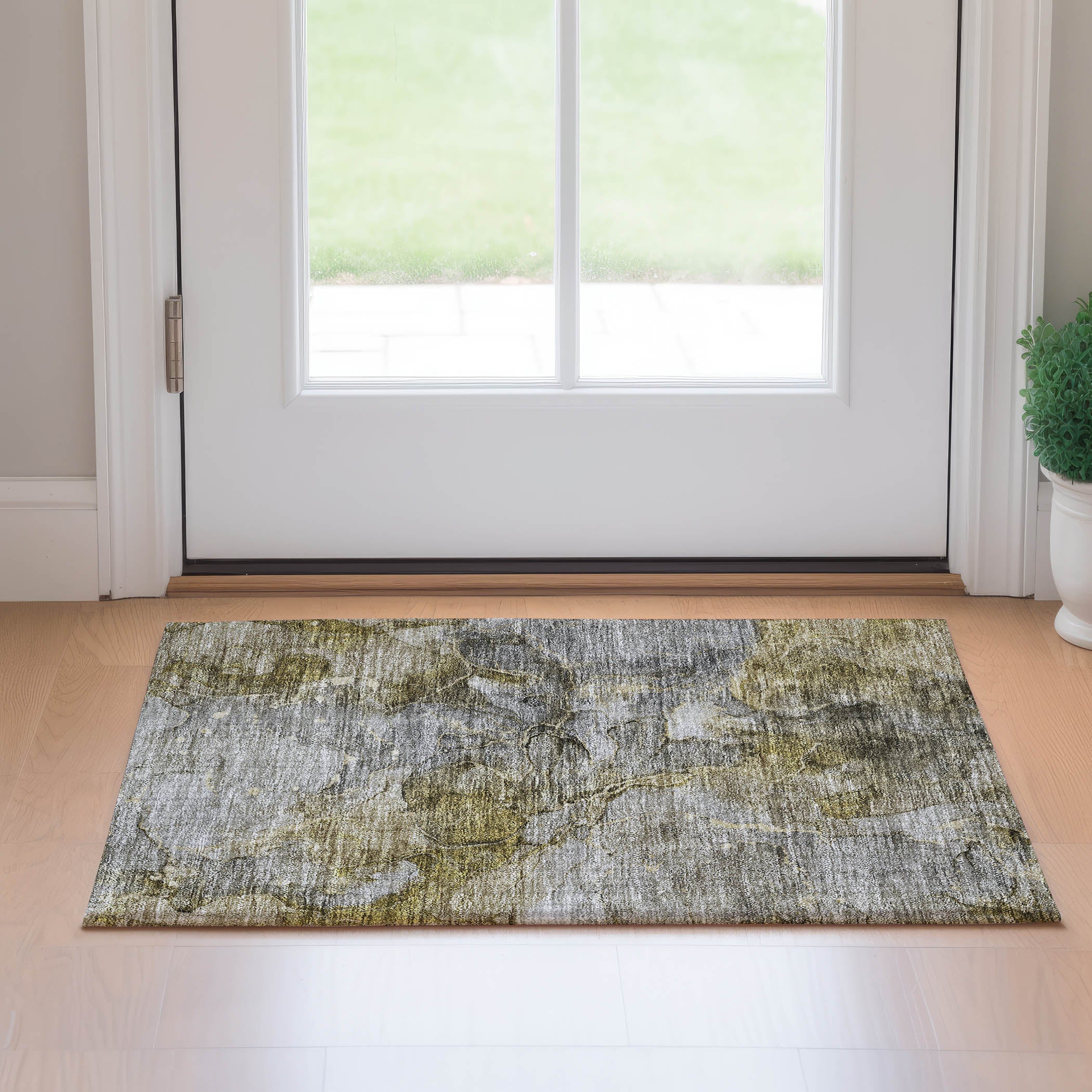 Athens Machine Washable Transitional Taupe Brown Rug 1'8" x 2'6" #shape_Rectangle