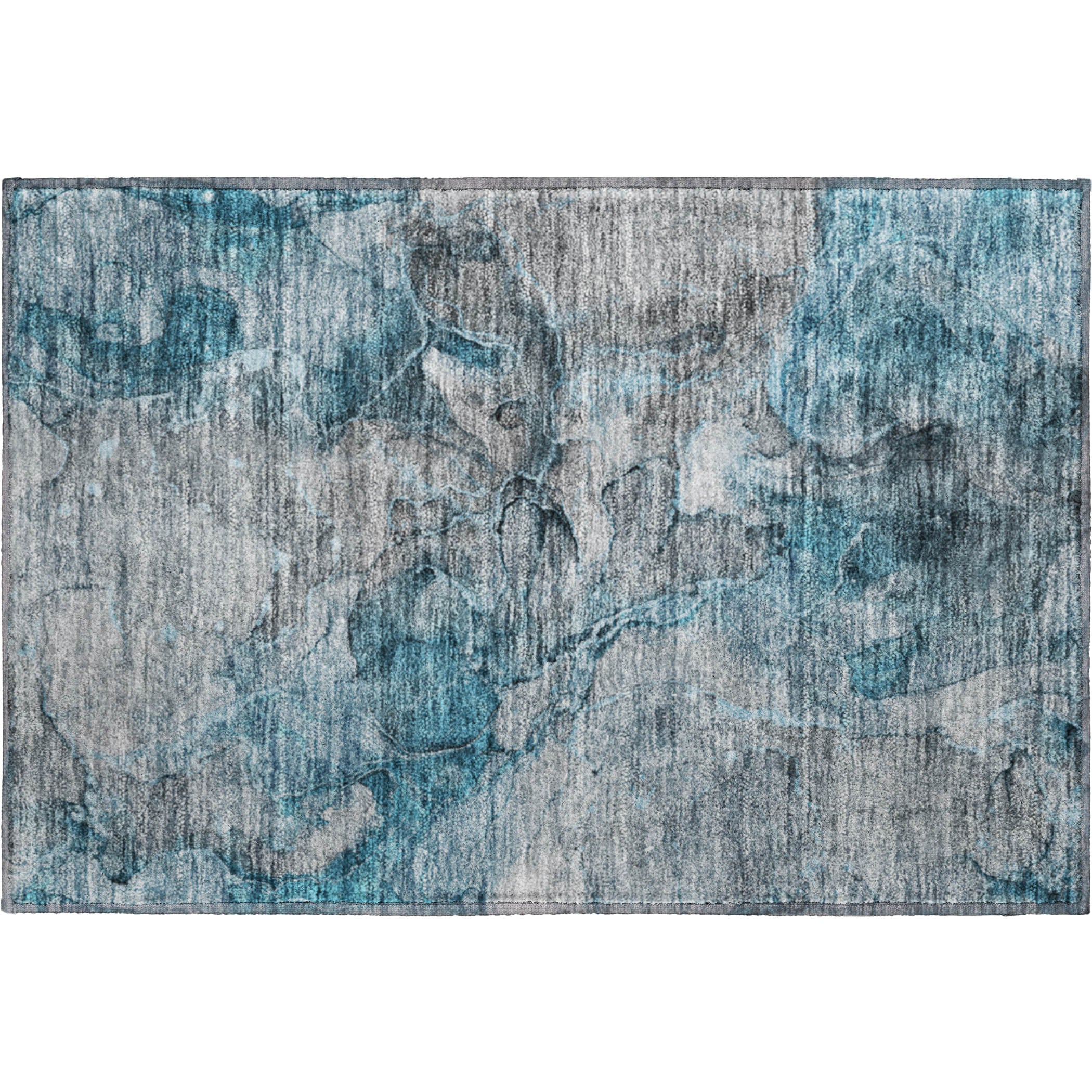 Athens Machine Washable Transitional Teal Rug 1'8" x 2'6" #shape_Rectangle