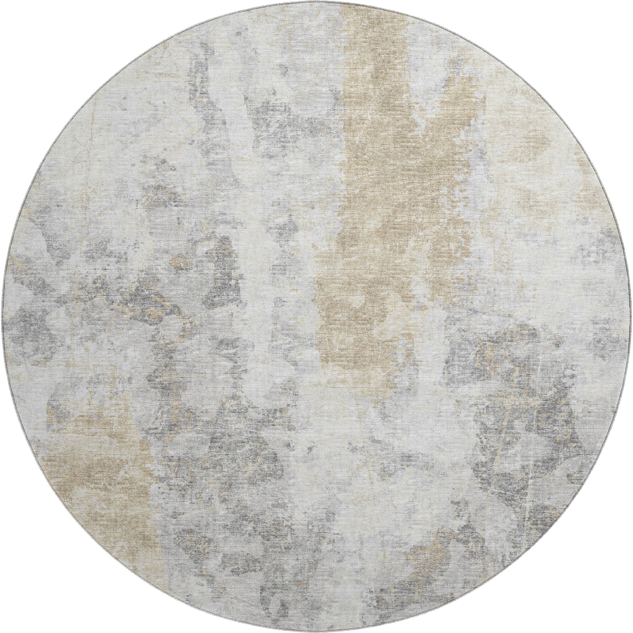Marrakech Machine Washable Transitional Moody Ivory Rug 8' x 8' #shape_Round