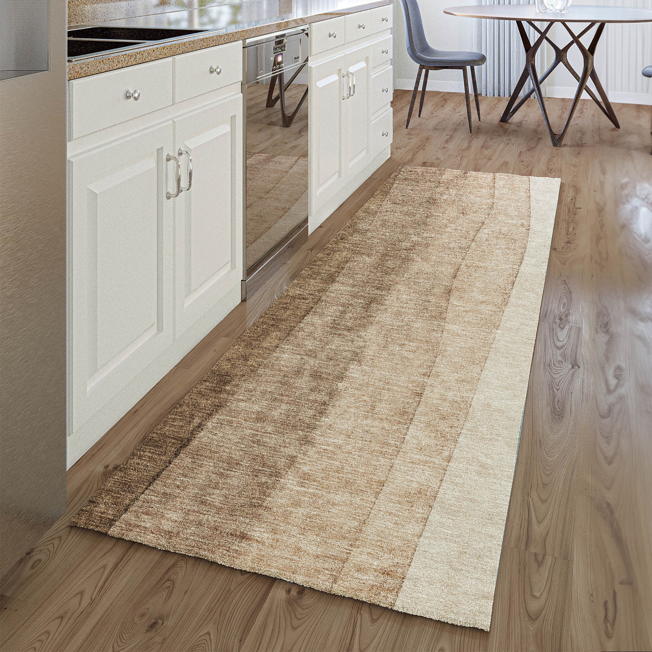 Florence Machine Washable Transitional Brown Rug 2'3" x 7'6" #shape_Runner