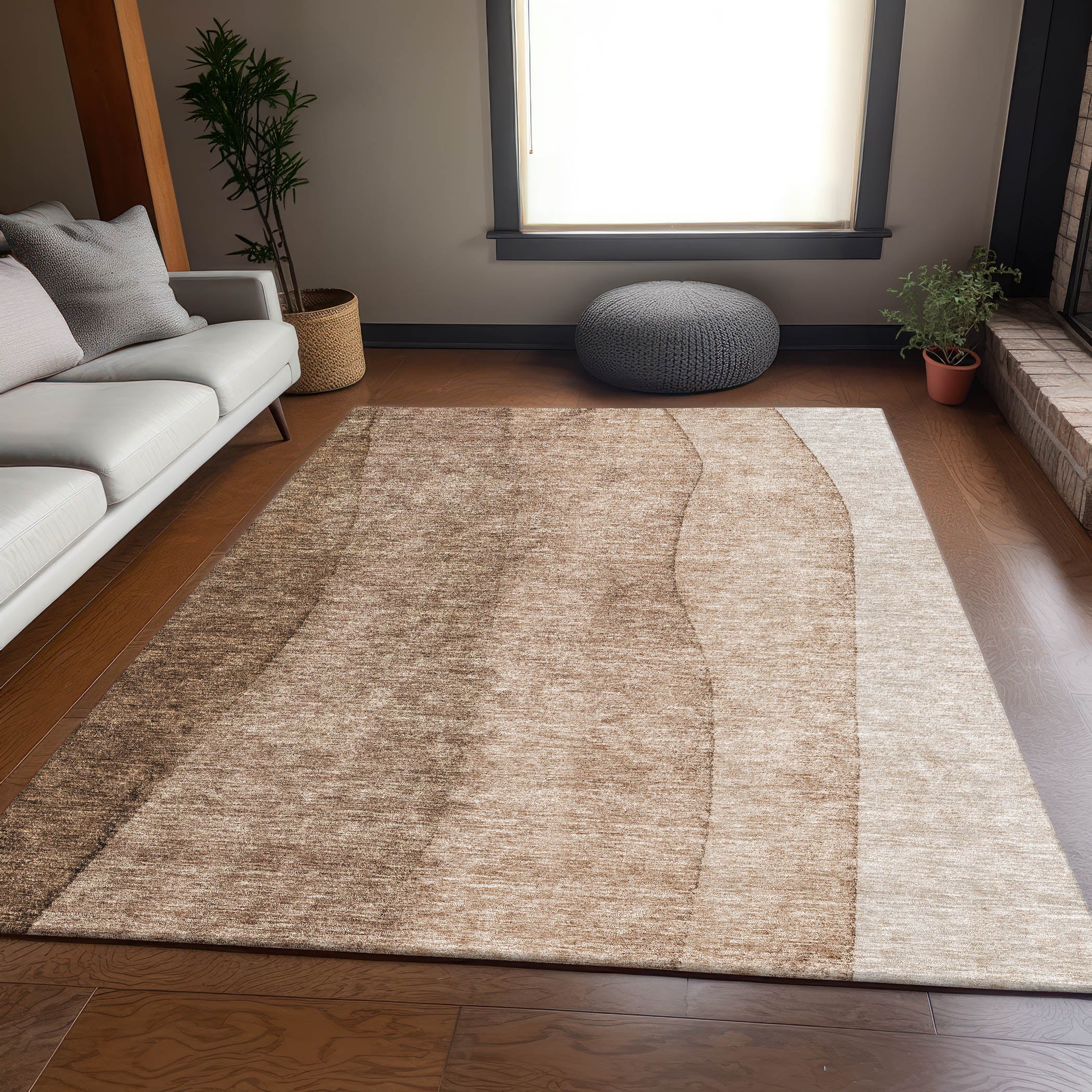 Florence Machine Washable Transitional Brown Rug 2'6" x 3'10" #shape_Rectangle
