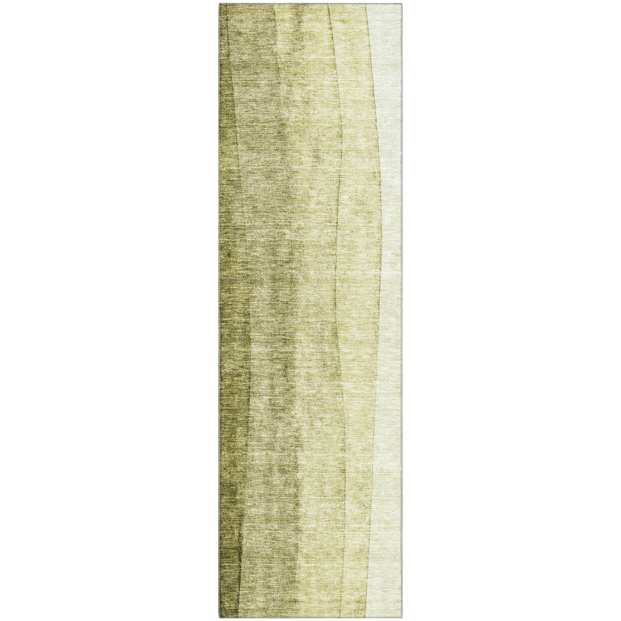 Florence Machine Washable Transitional Olive Green Rug 2'3" x 7'6" #shape_Runner
