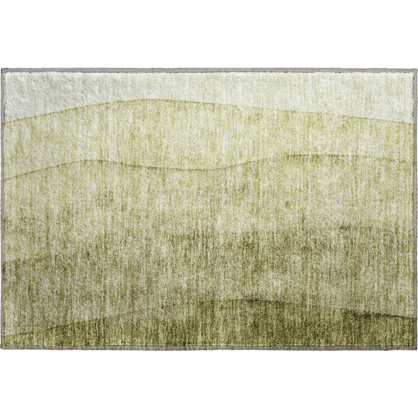 Florence Machine Washable Transitional Olive Green Rug 1'8" x 2'6"
