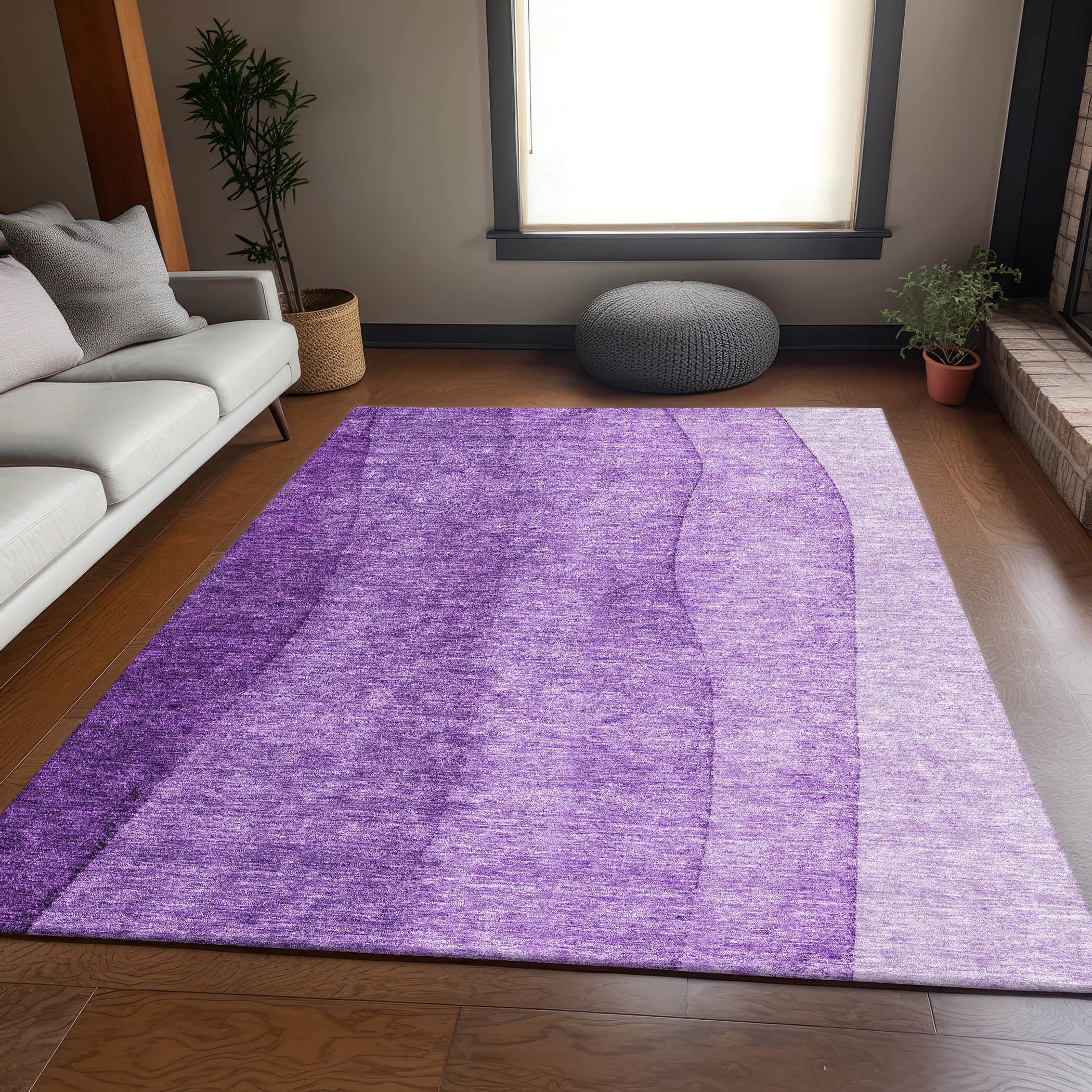 Florence Machine Washable Transitional Purple Rug 2'6" x 3'10" #shape_Rectangle