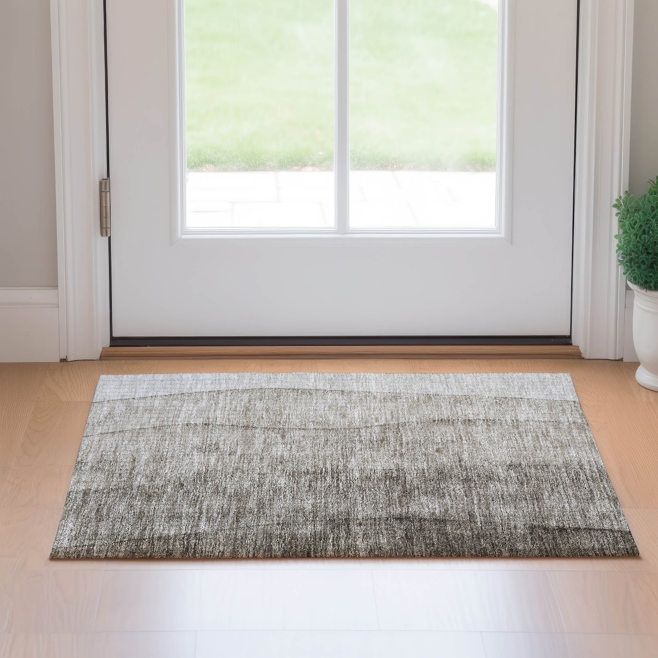 Florence Machine Washable Transitional Taupe Brown Rug 1'8" x 2'6" #shape_Rectangle