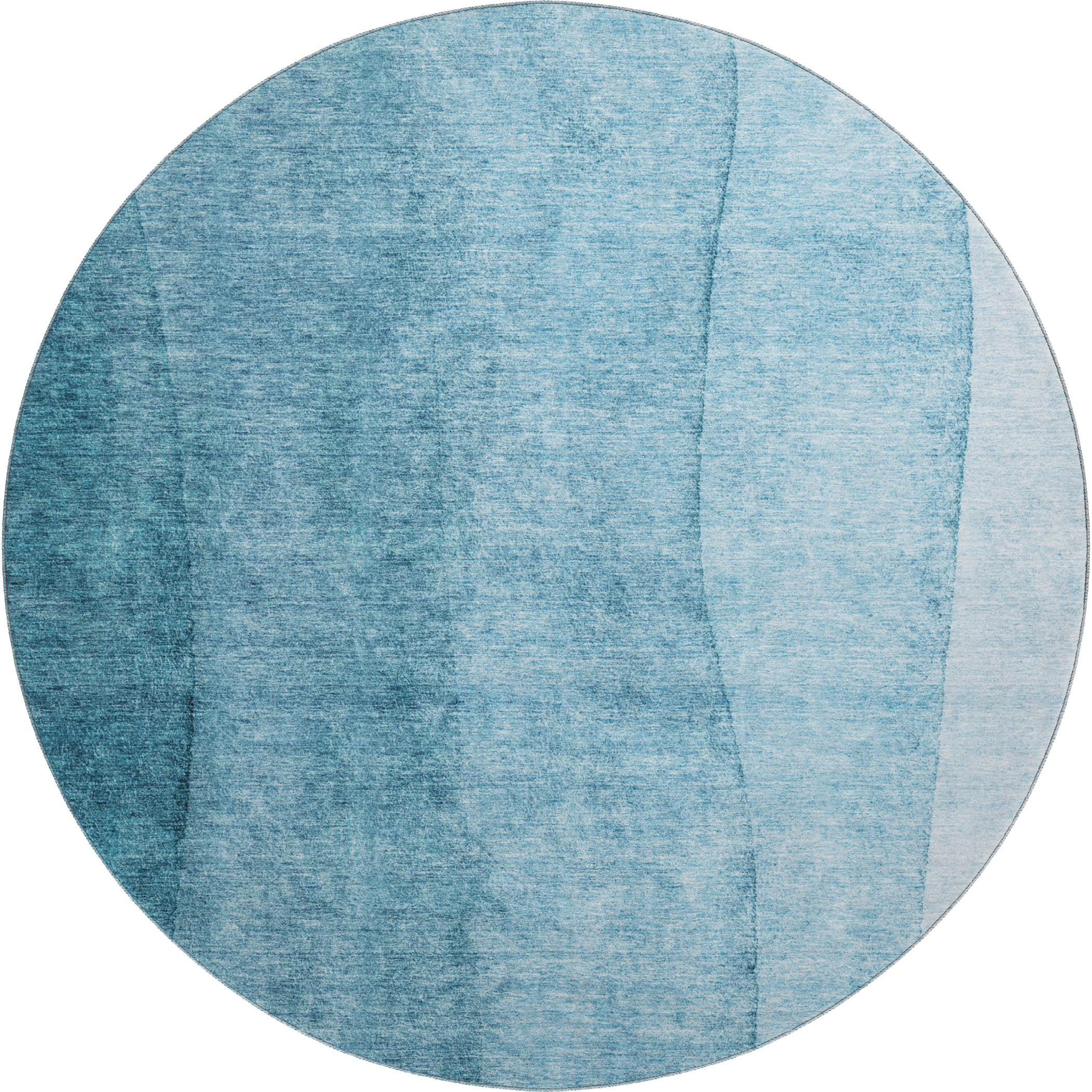 Florence Machine Washable Transitional Teal Rug 8' x 8' #shape_Round