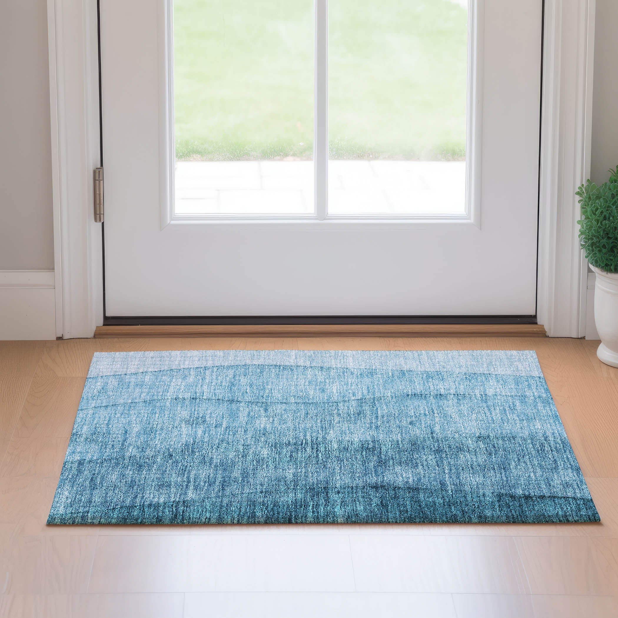 Florence Machine Washable Transitional Teal Rug 1'8" x 2'6" #shape_Rectangle