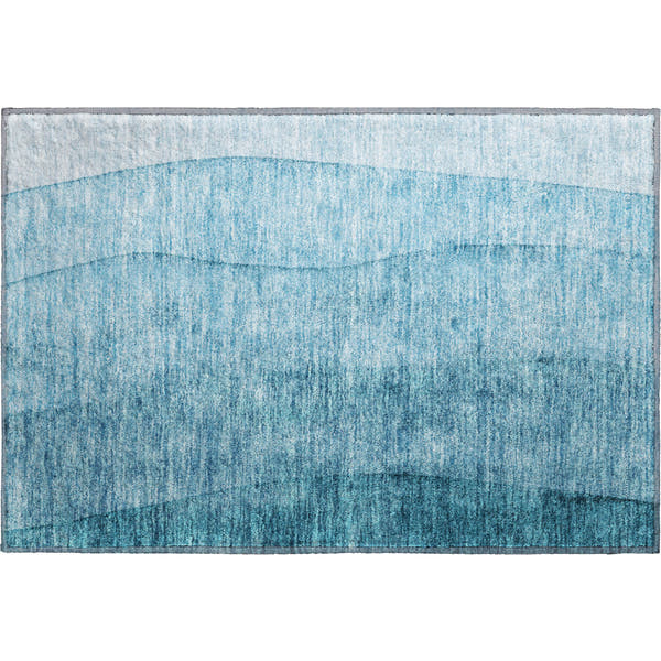 Florence Machine Washable Transitional Teal Rug 1'8" x 2'6"
