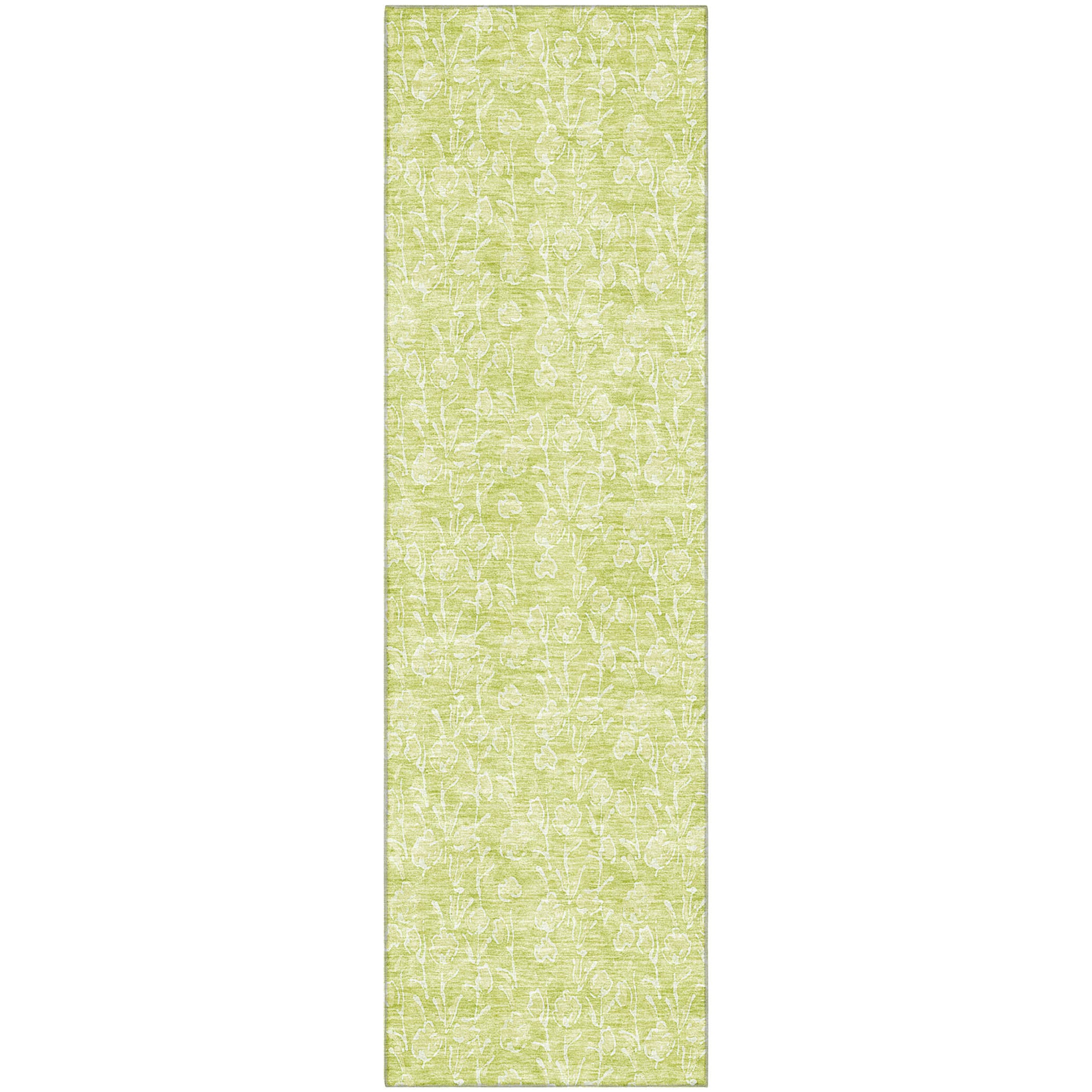 Montevideo Machine Washable Transitional Aloe Green Rug 2'3" x 7'6" #shape_Runner