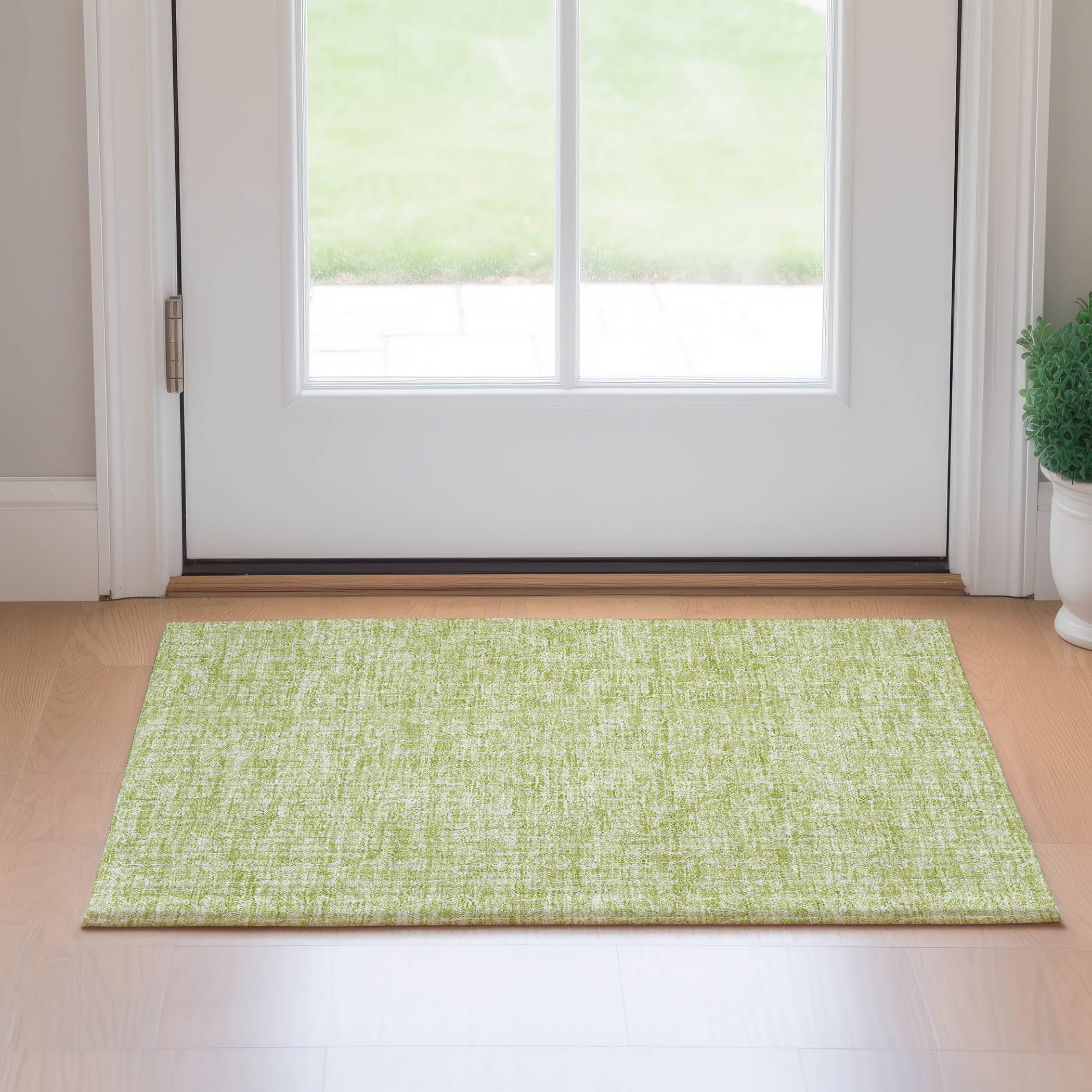 Montevideo Machine Washable Transitional Aloe Green Rug 1'8" x 2'6" #shape_Rectangle