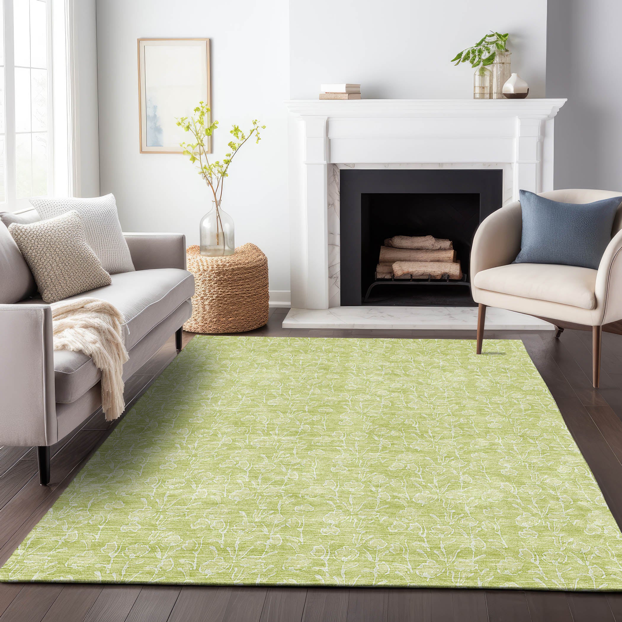 Montevideo Machine Washable Transitional Aloe Green Rug 2'6" x 3'10" #shape_Rectangle