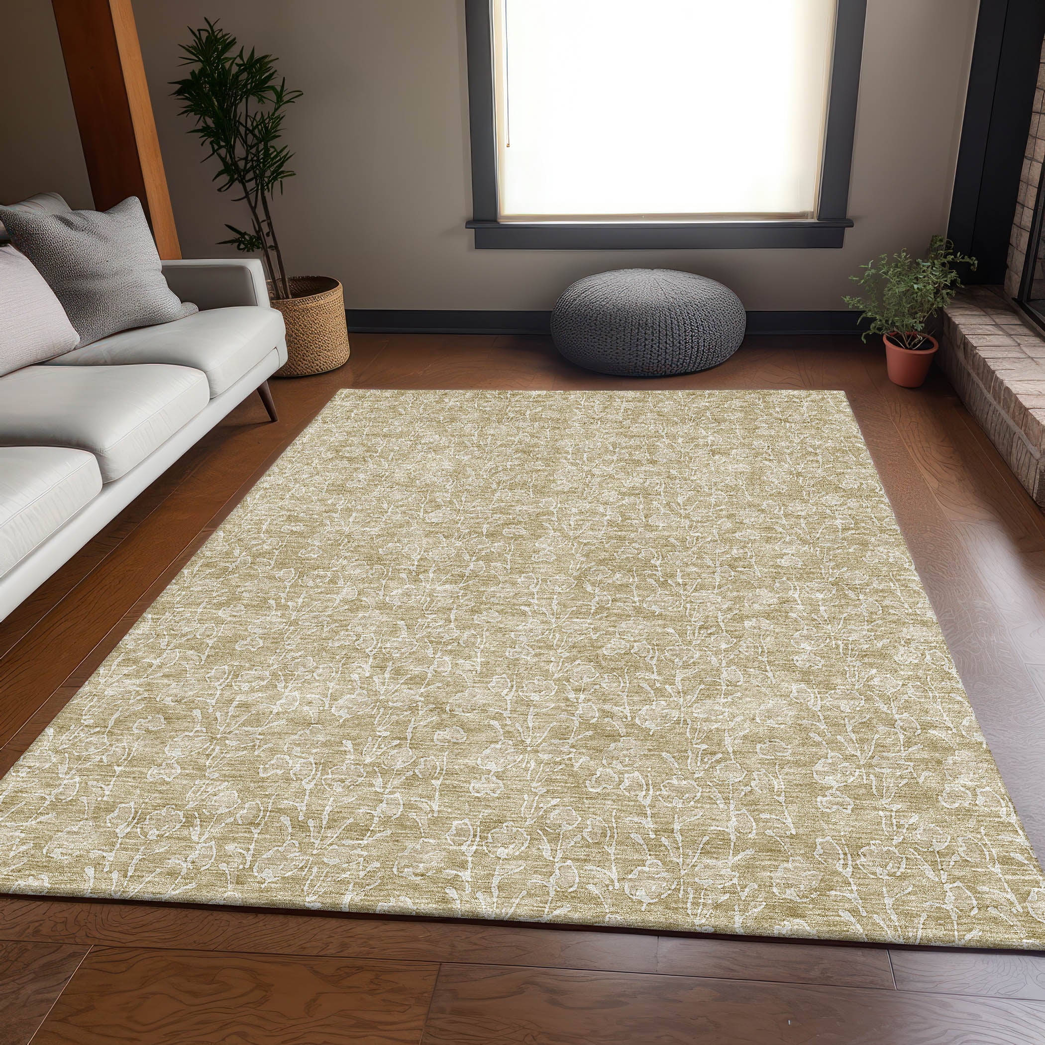 Montevideo Machine Washable Transitional Beige Brown Rug 2'6" x 3'10" #shape_Rectangle