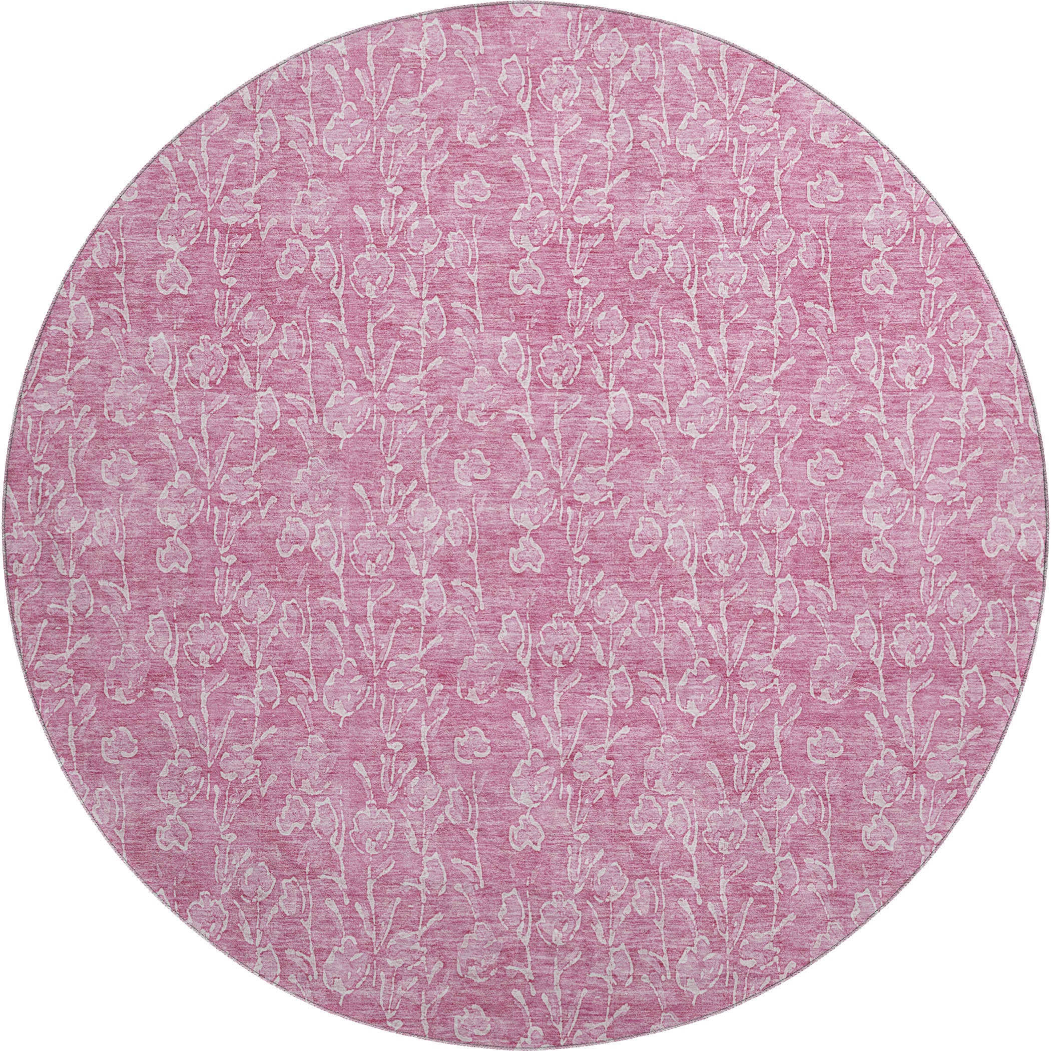 Montevideo Machine Washable Transitional Blush Pink Rug 8' x 8' #shape_Round
