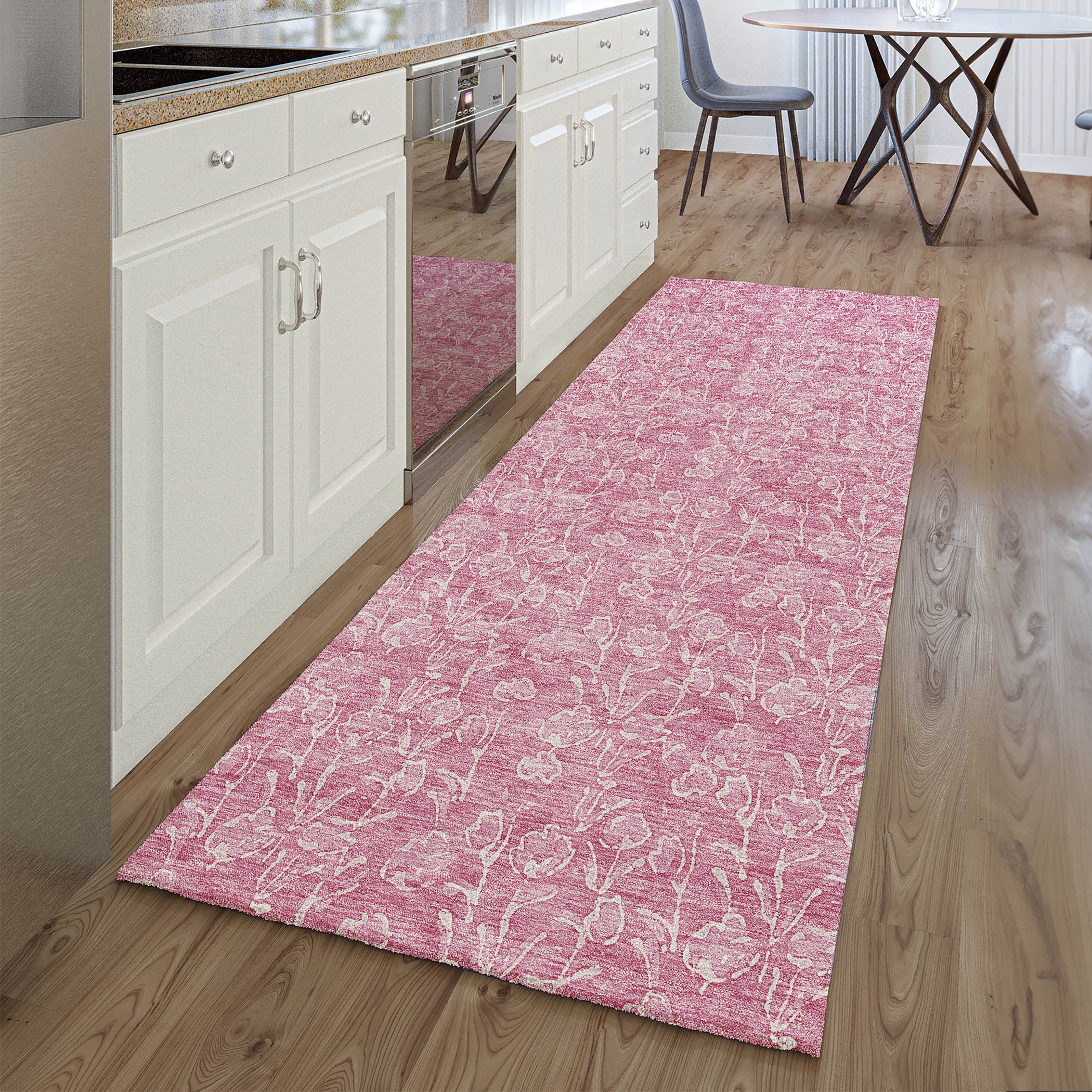 Montevideo Machine Washable Transitional Blush Pink Rug 2'3" x 7'6" #shape_Runner