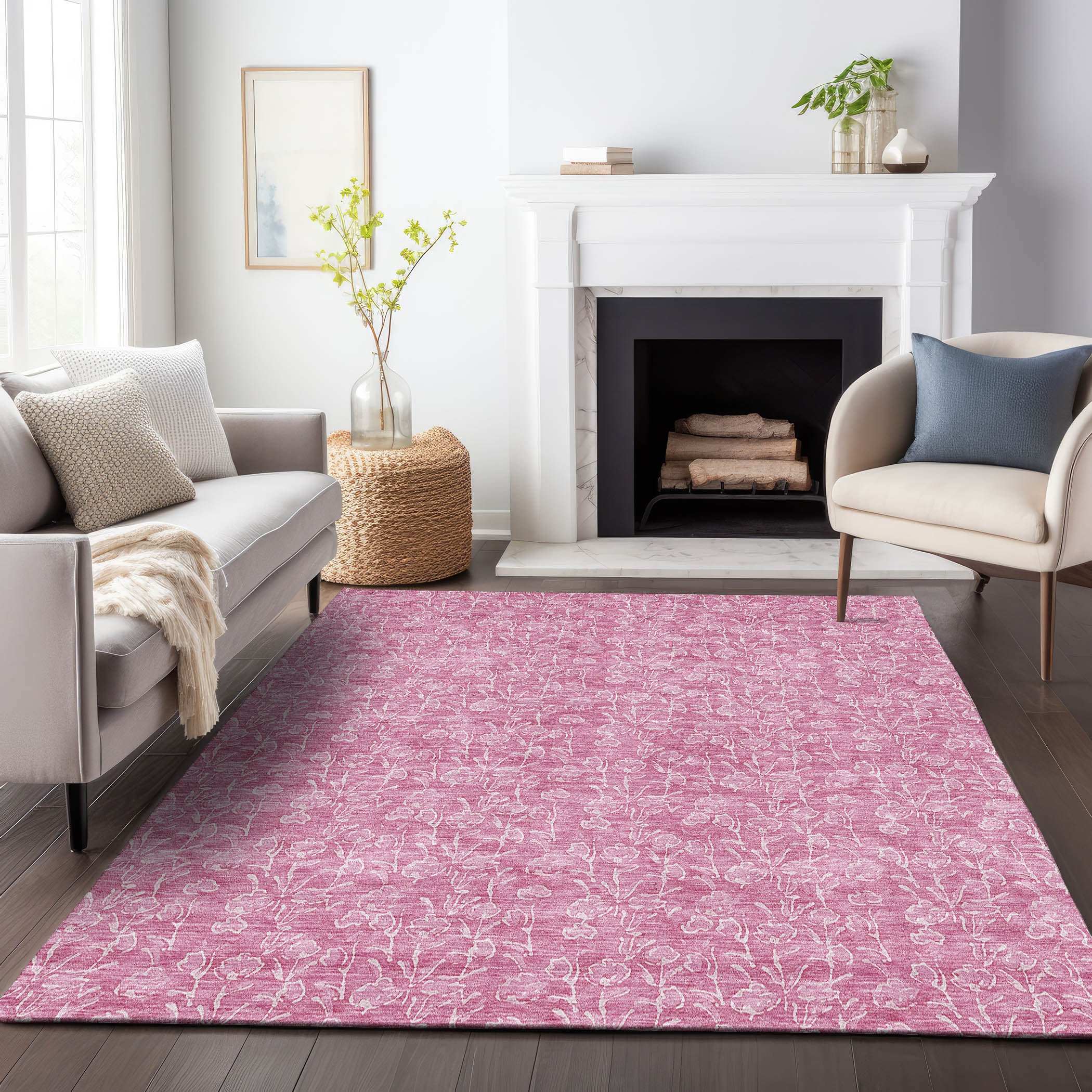 Montevideo Machine Washable Transitional Blush Pink Rug 2'6" x 3'10" #shape_Rectangle