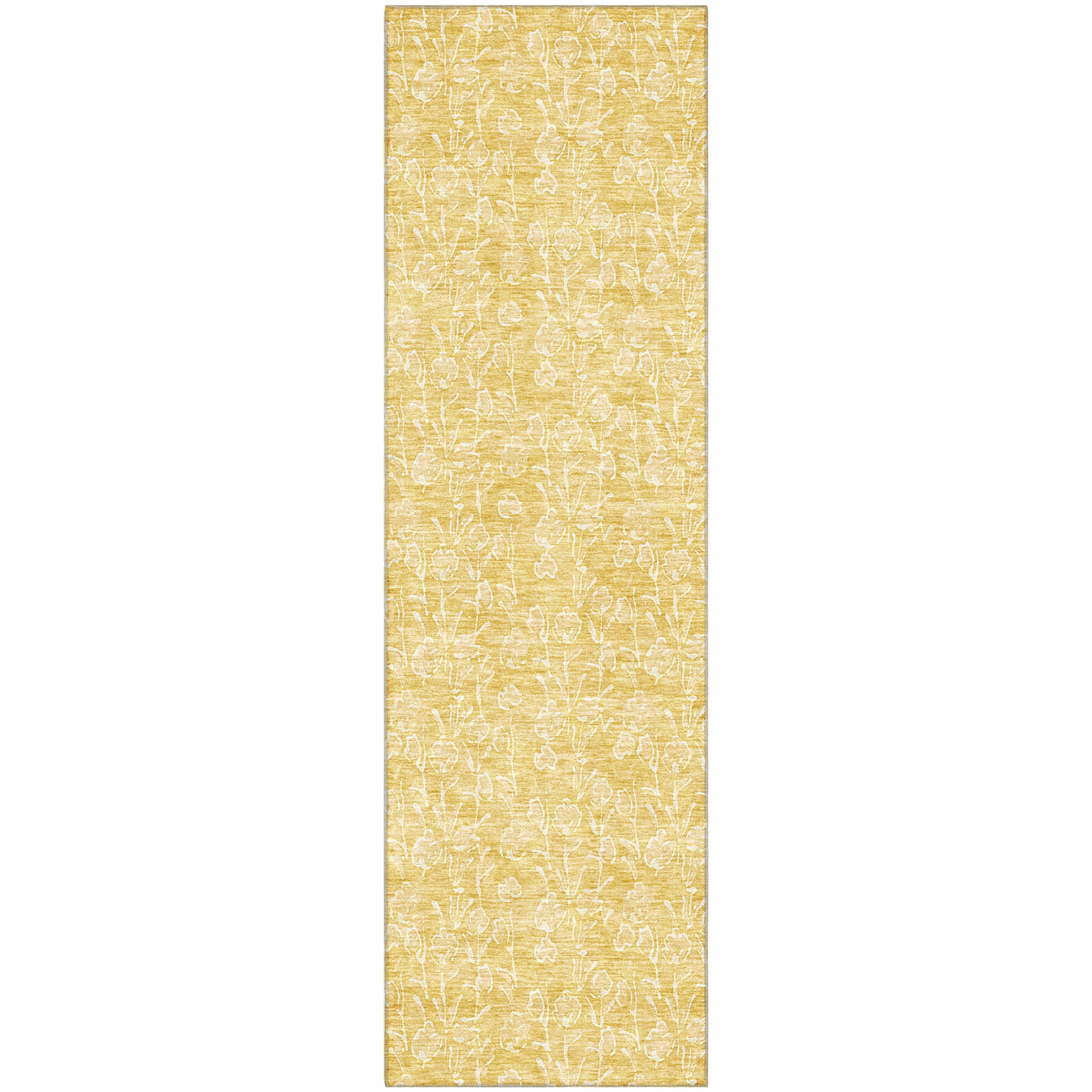 Montevideo Machine Washable Transitional Gold Rug 2'3" x 7'6" #shape_Runner