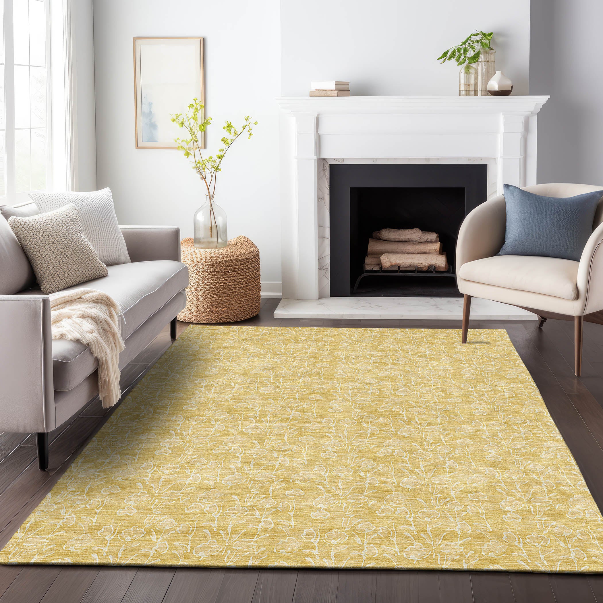Montevideo Machine Washable Transitional Gold Rug 2'6" x 3'10" #shape_Rectangle