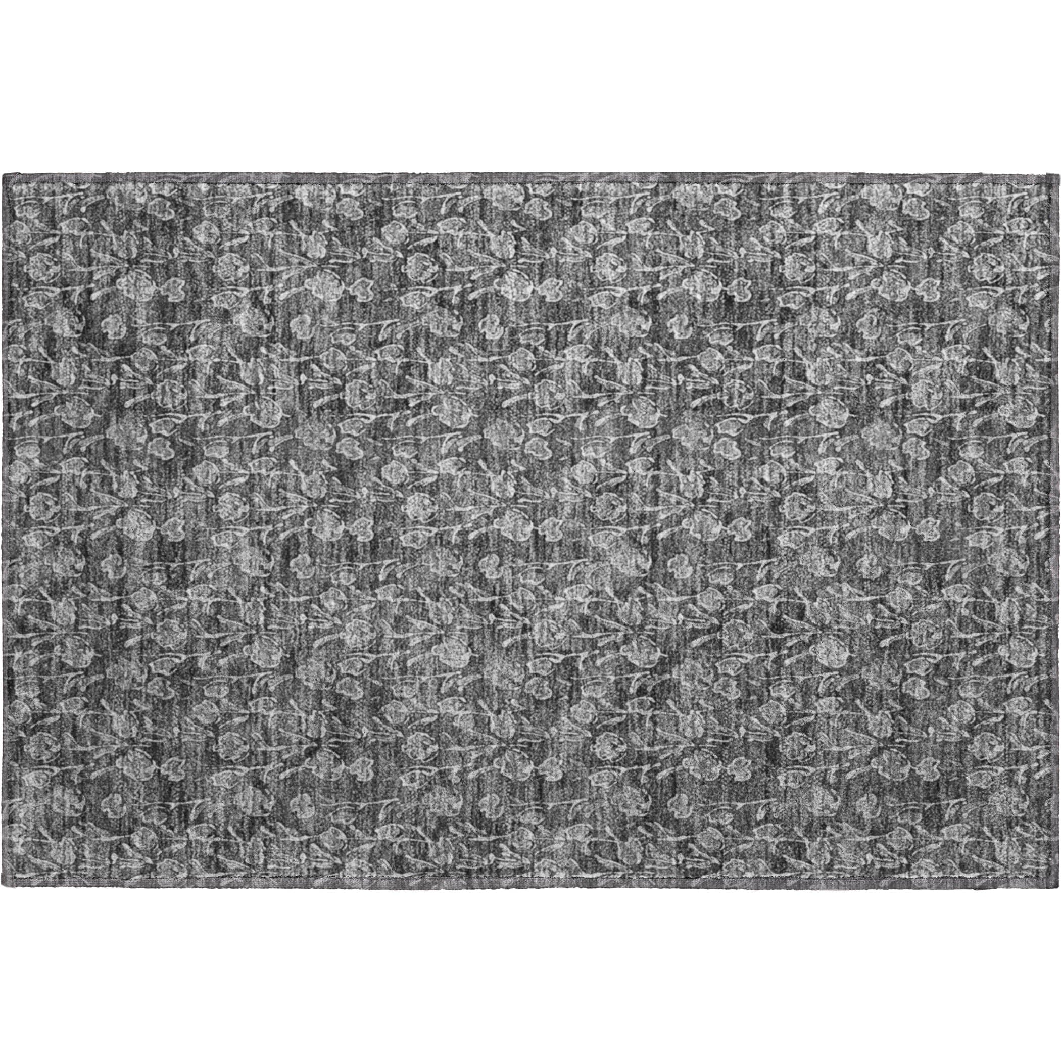 Kyoto Machine Washable Transitional Gray Rug 1'8" x 2'6" #shape_Rectangle