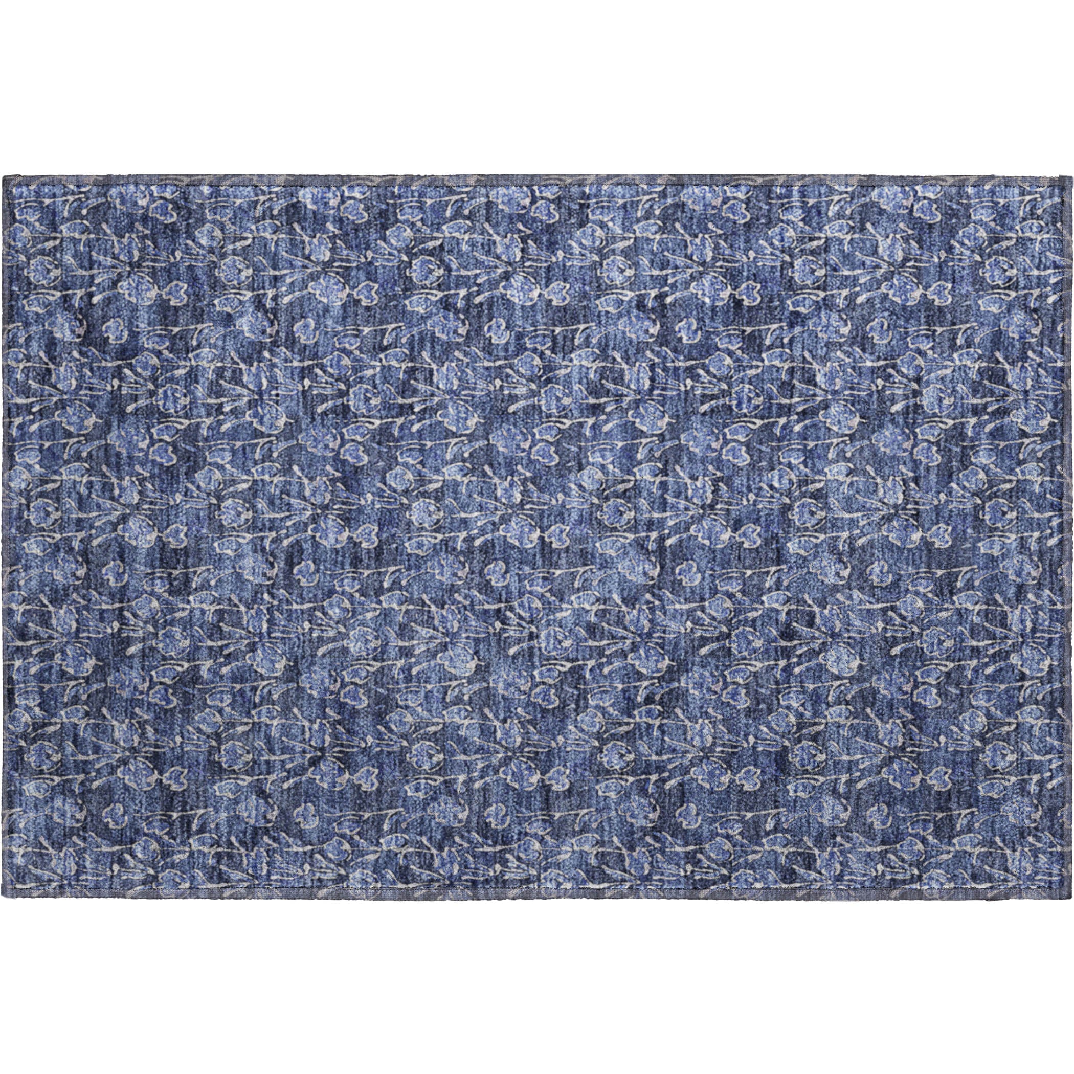 Kyoto Machine Washable Transitional Navy Blue Rug 1'8" x 2'6" #shape_Rectangle