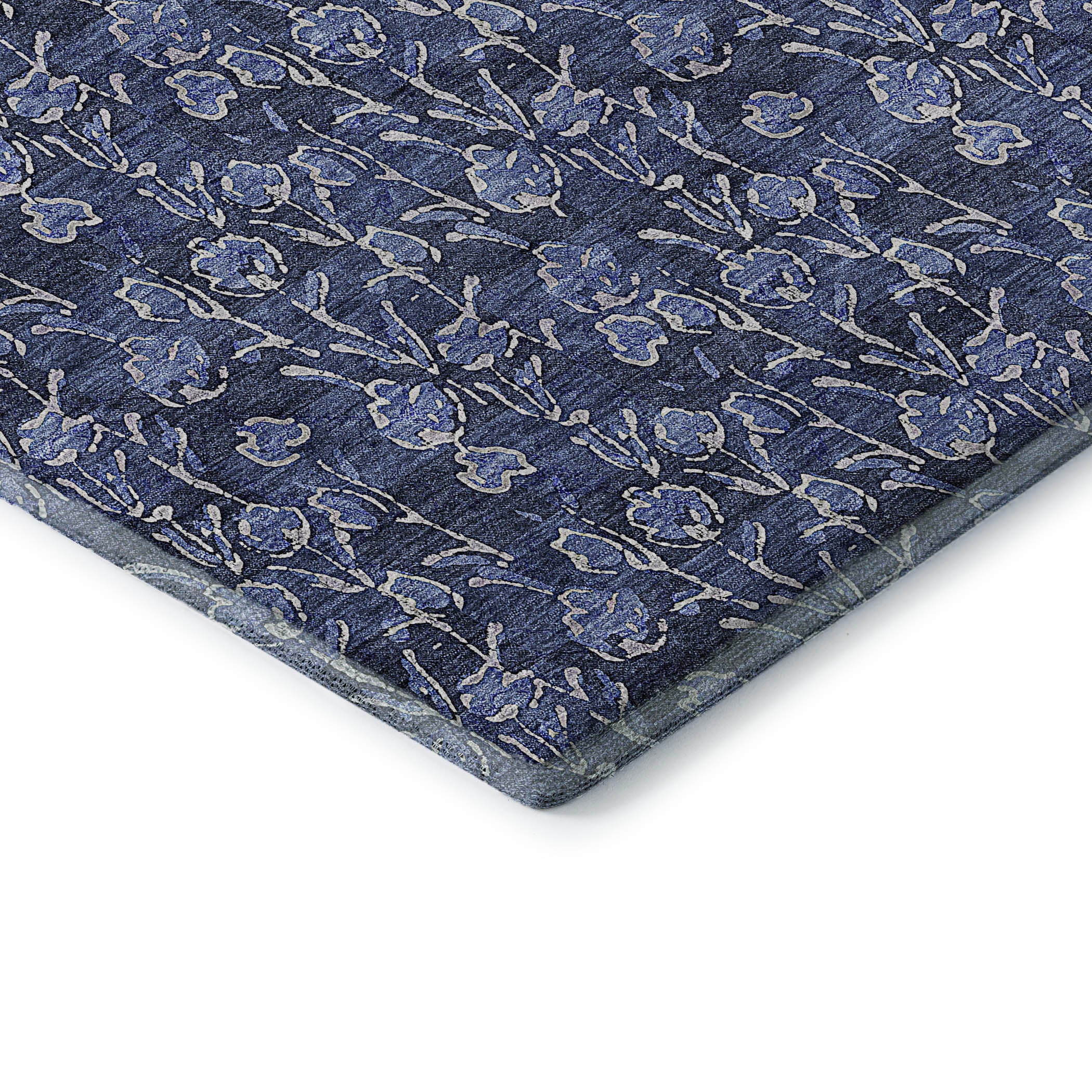 Kyoto Machine Washable Transitional Navy Blue Rug 1'8" x 2'6" #shape_Rectangle