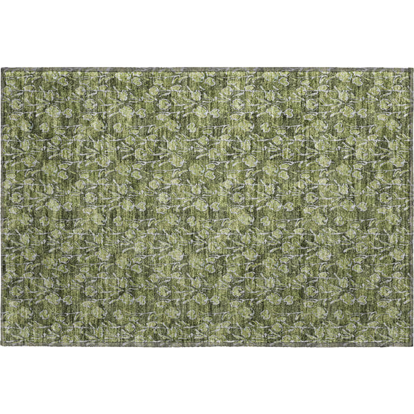 Kyoto Machine Washable Transitional Olive Green Rug 1'8" x 2'6"