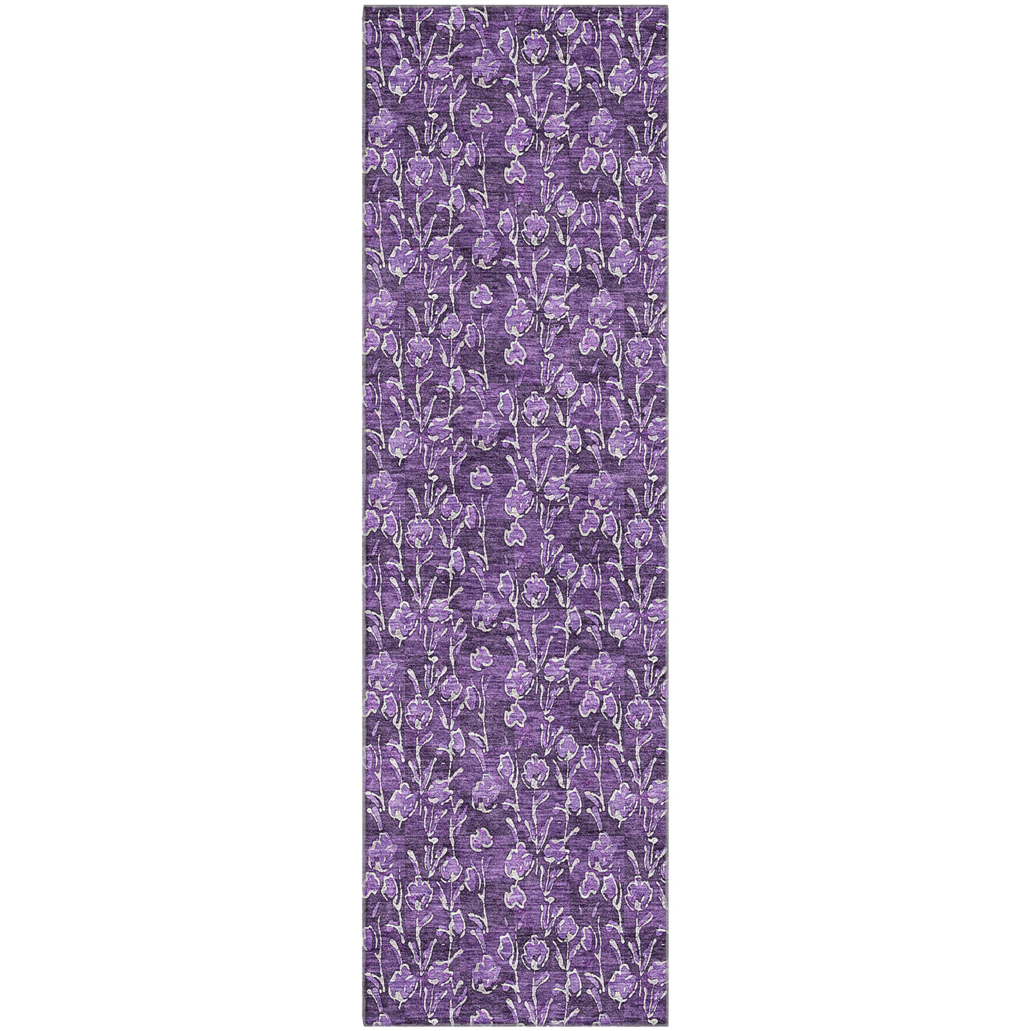 Kyoto Machine Washable Transitional Purple Rug 2'3" x 7'6" #shape_Runner