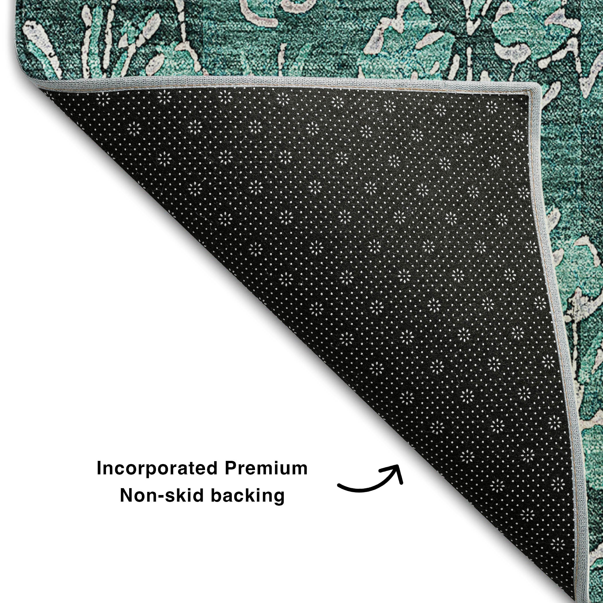 Kyoto Machine Washable Transitional Teal Rug 1'8" x 2'6" #shape_Rectangle
