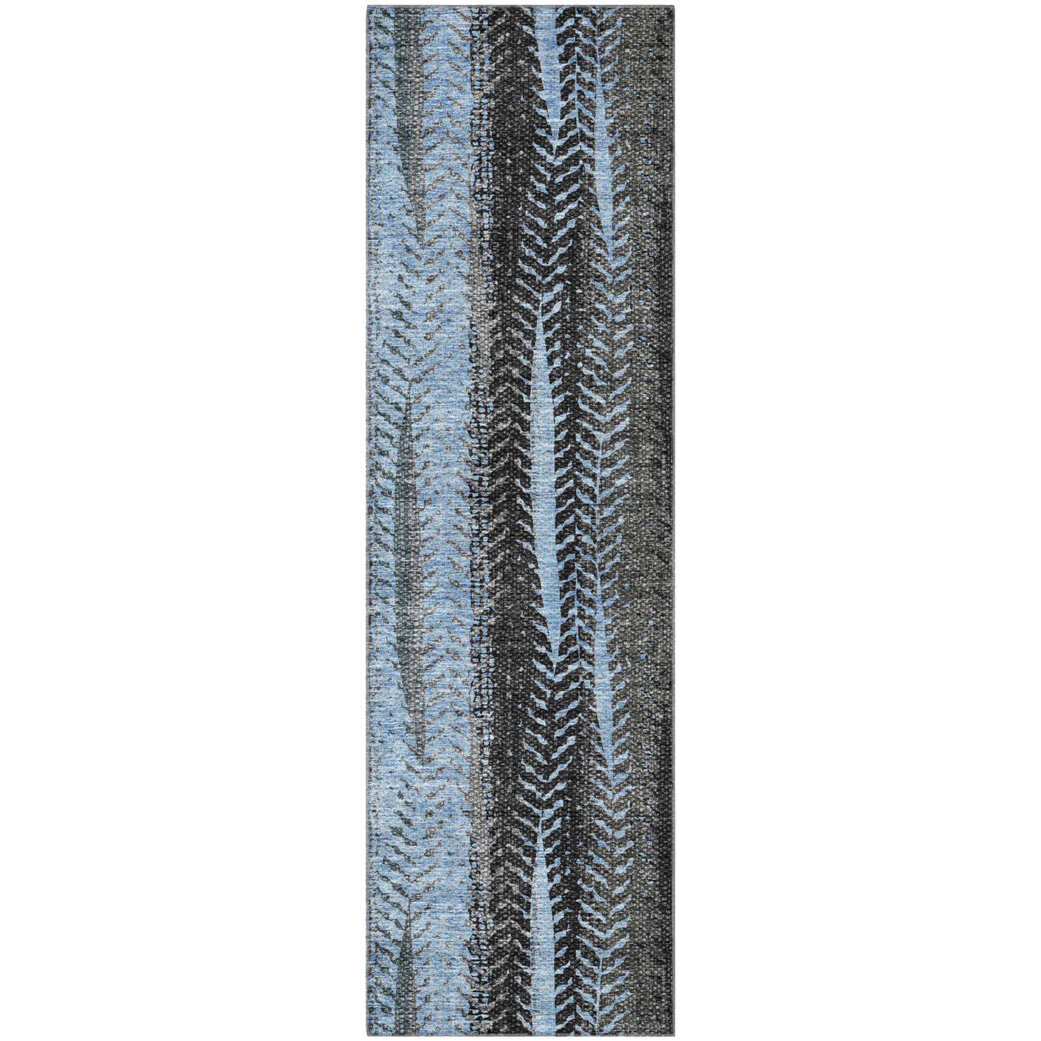 Havana Machine Washable Transitional Blue Rug 2'3" x 7'6" #shape_Runner